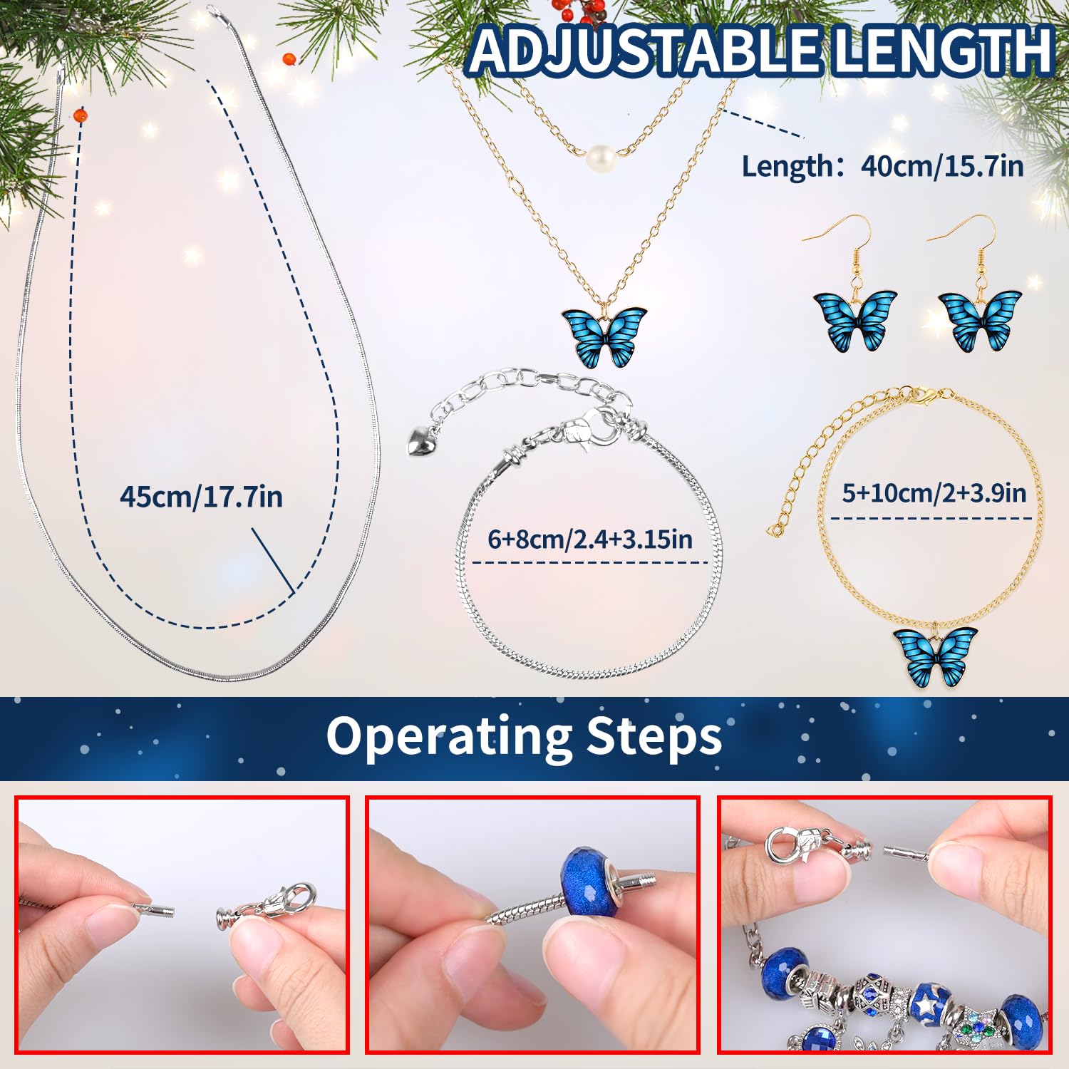 MOVINPE Advent Calendar Charm Bracelet 2025 for Teenage Girls Women, 24 Days Jewelry Necklace Bracelets Making Kit - Christmas C