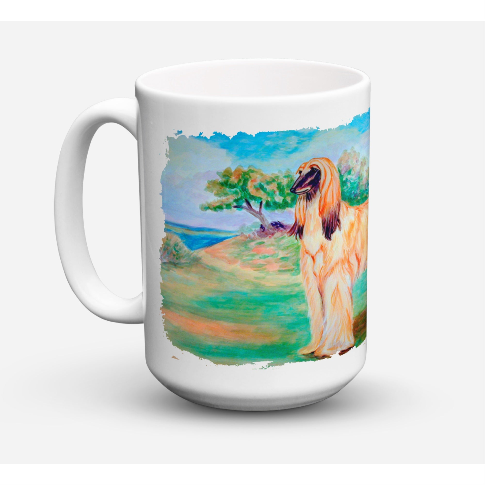 Carolines Treasures 7138CM15 Afghan Hound Dishwasher Safe Microwavable Ceramic Coffee Mug 15 oz Multicolor