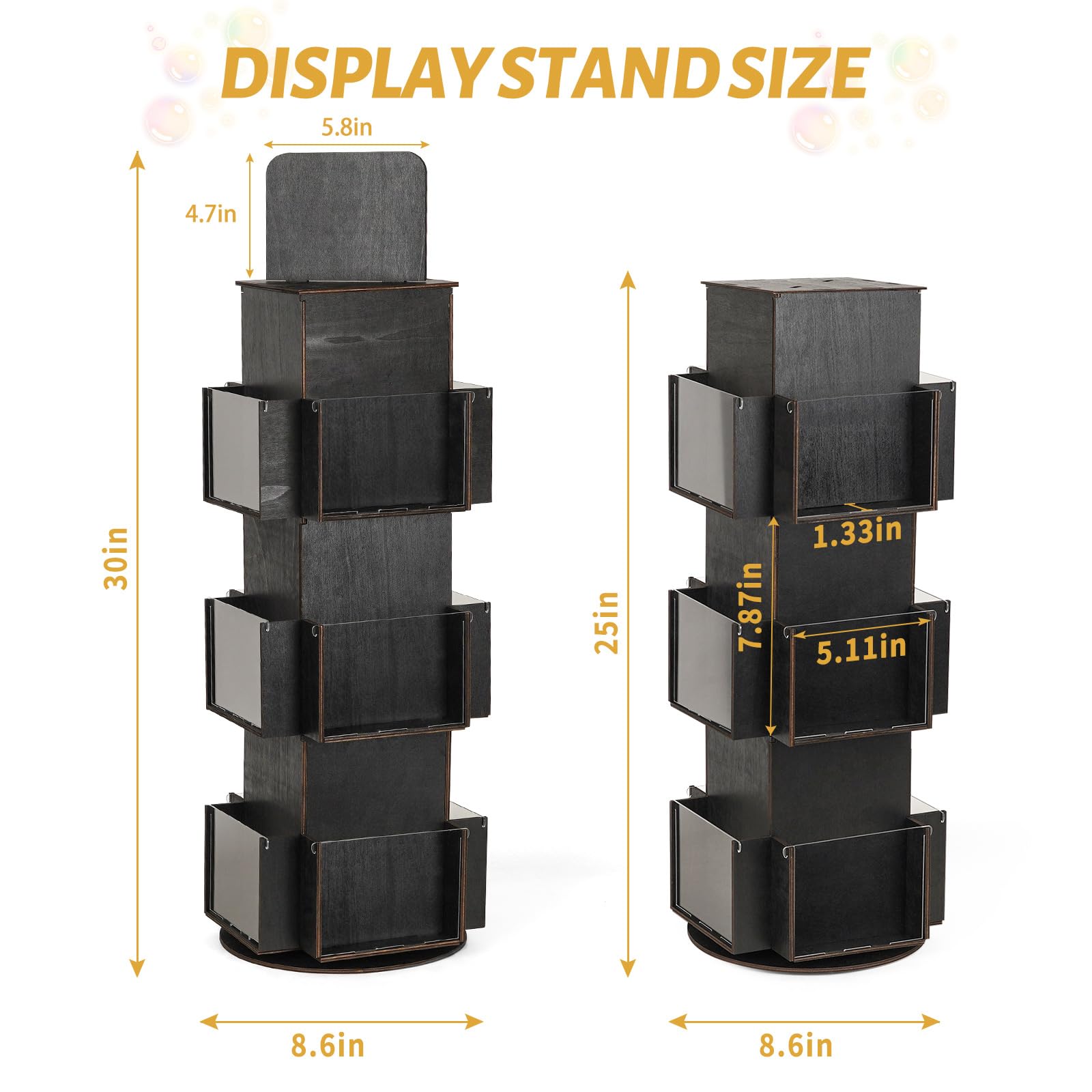 Natheeph Rotating Display Stand Greeting Card Display Wooden Display Rack with Two Card Sticker for Greeting Card Vendor Coffee