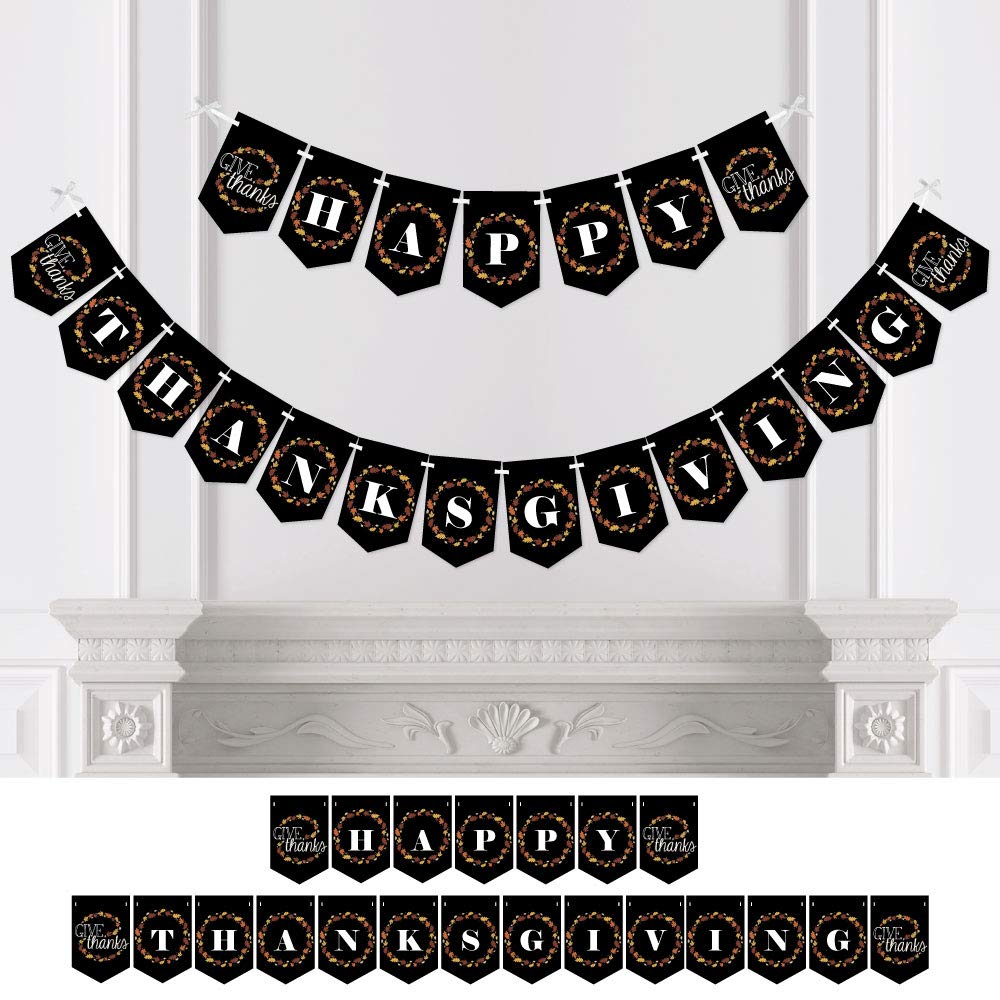 Big Dot Of Happiness Give Thanks - Thanksgiving Party Bunting Banner - Fall Party Decorations - Happy Thanksgiving