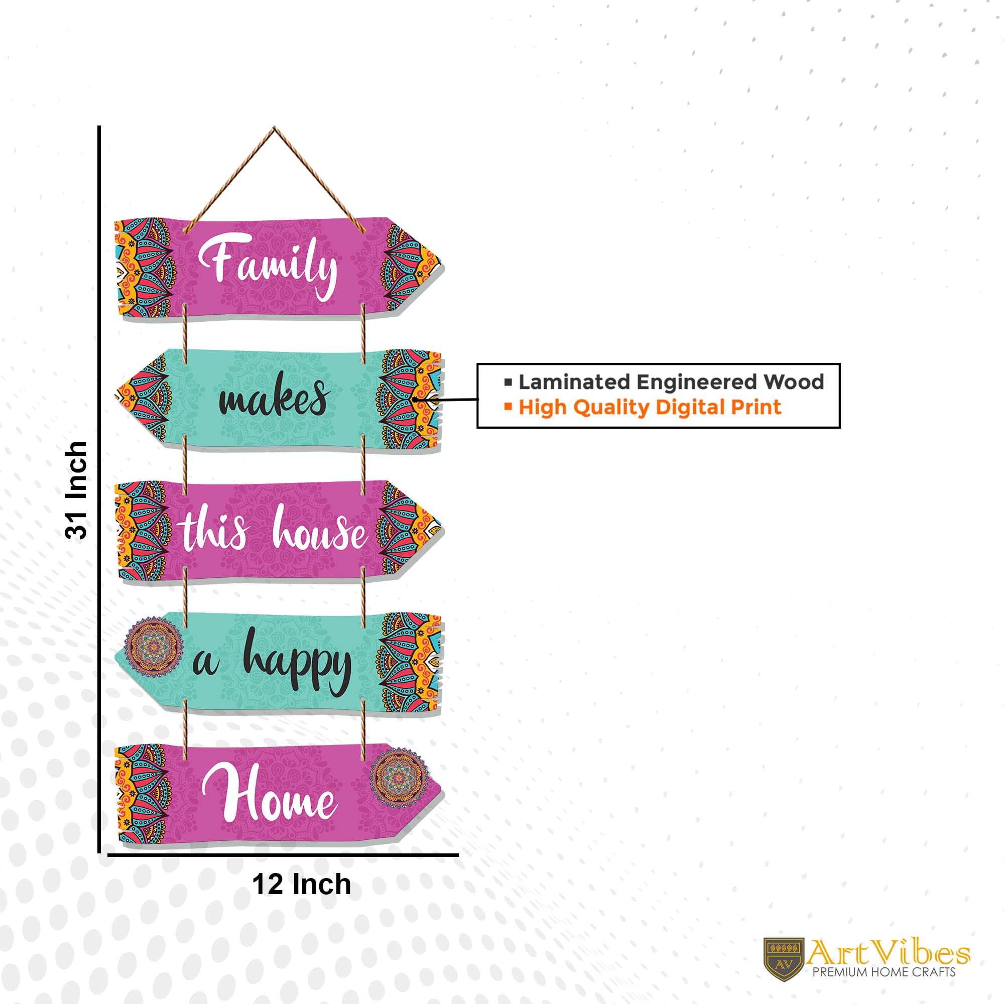 Artvibes Family Quotes Decorative Art MDF Wooden Wall Hanger for Living Room | Bedroom | Gift |Decorative Hangings for Home Dcor