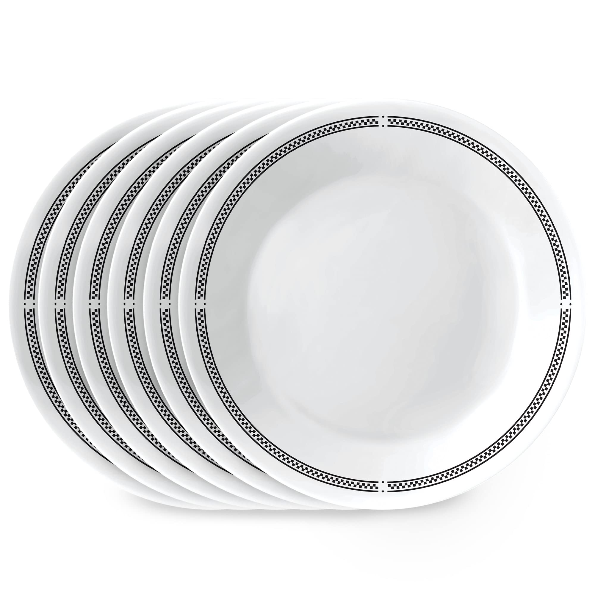 Corelle 6-Piece 6.75 Appetizer Round Plates, Vitrelle Triple Layer Glass, Lightweight Round Plates, Dessert Plates, Chip and Scr