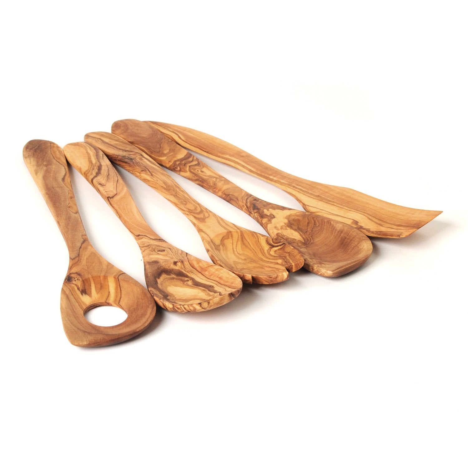 Handmade Olive Wood Utensil Set (Five Utensils)