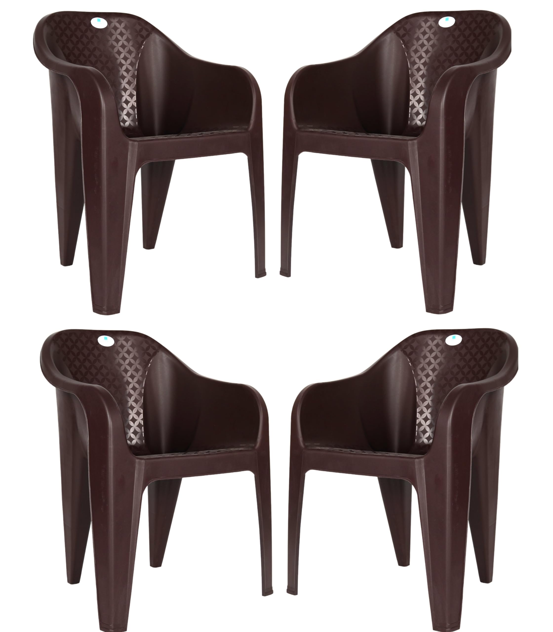 Homiboss Plastic Chair Set Of 4, Kursi, Chairs For Home, Office, Outdoor And Indoor Color - Brown Set Of 4 Pieces
