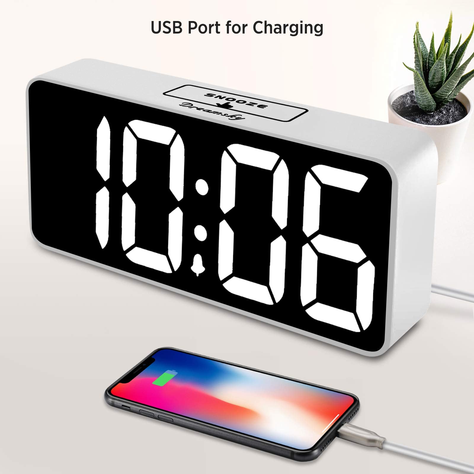 DreamSky Large Digital Alarm Clock Big Numbers for Seniors & Visually Impaired  9 Inches Electric Clocks for Bedroom  Jumbo Display Fully Dimmable Brightness  USB Ports  Adjustable Alarm Volume