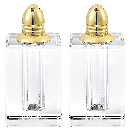 Homeroots Handcrafted Optical Crystal And Gold Large Size Salt And Pepper Shakers