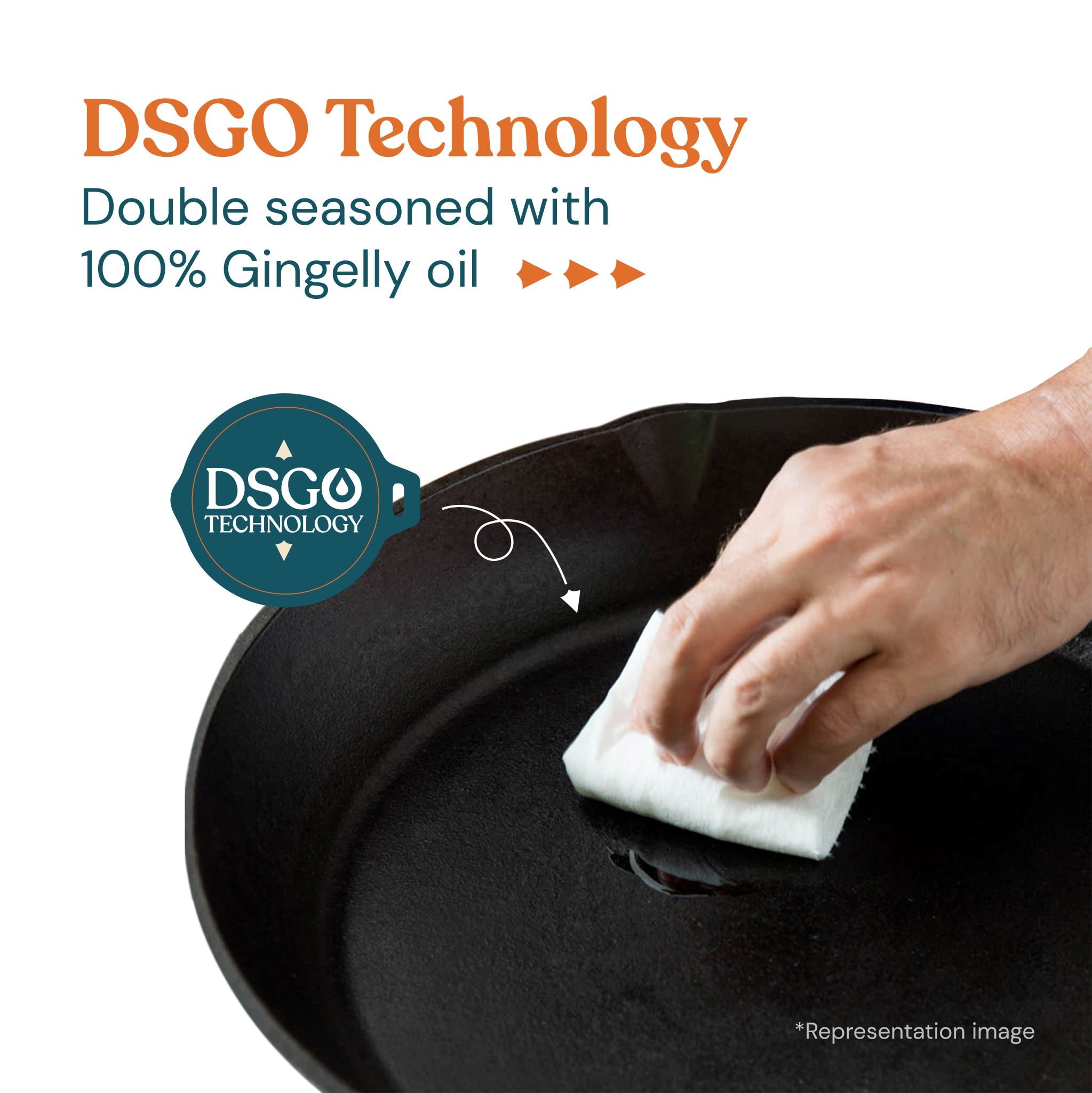 Bhagya Cast Iron Cookware, Preseasoned Cast Iron Tawa For Dosa/Roti/Chappati On Gas And Induction | Naturally Non-Sticky Cookwar