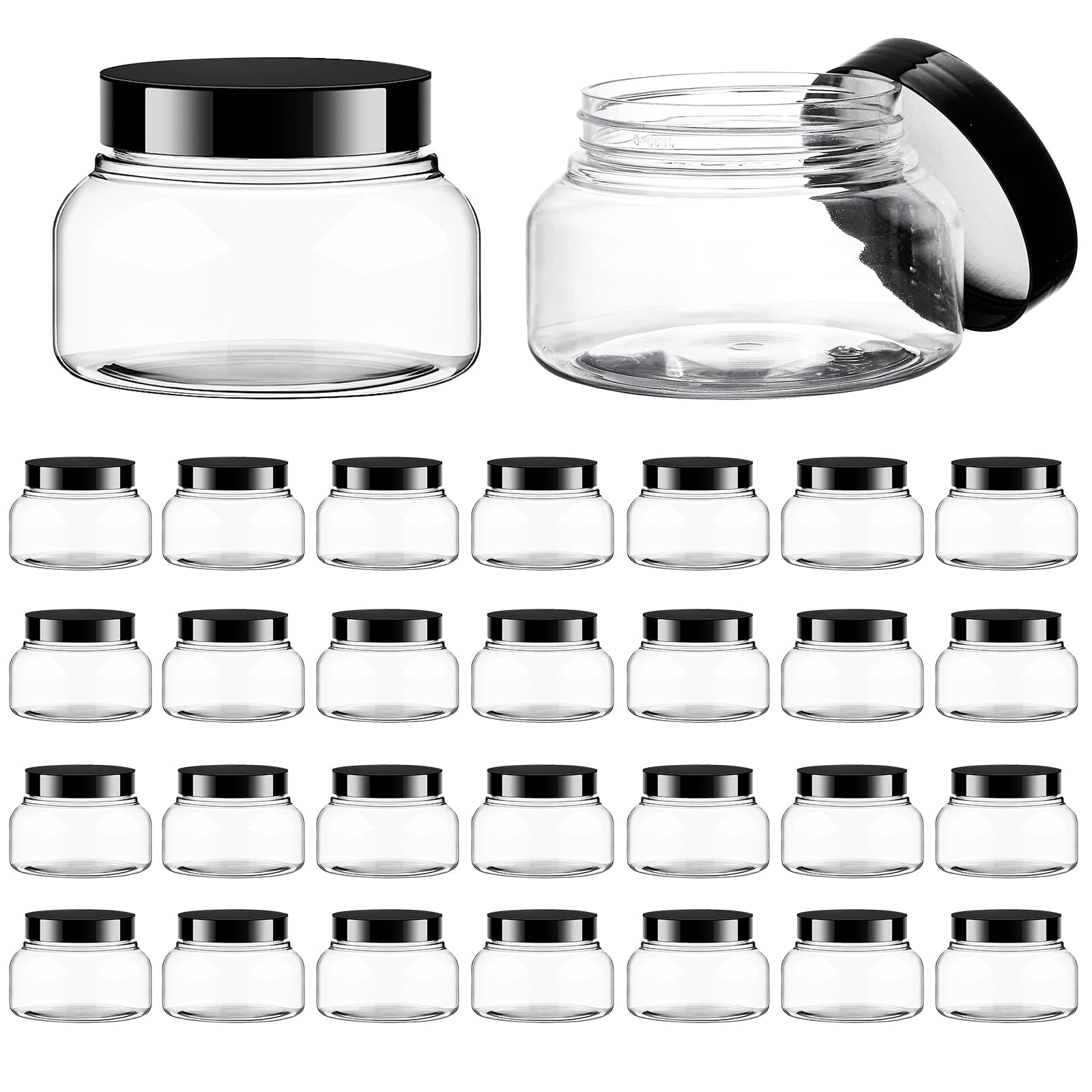 30 Pack Clear Body Scrub Jars 8Oz Clear Plastic Jars With Lids Sugar Scrub Containers Empty Refillable Containers Round Low Prof
