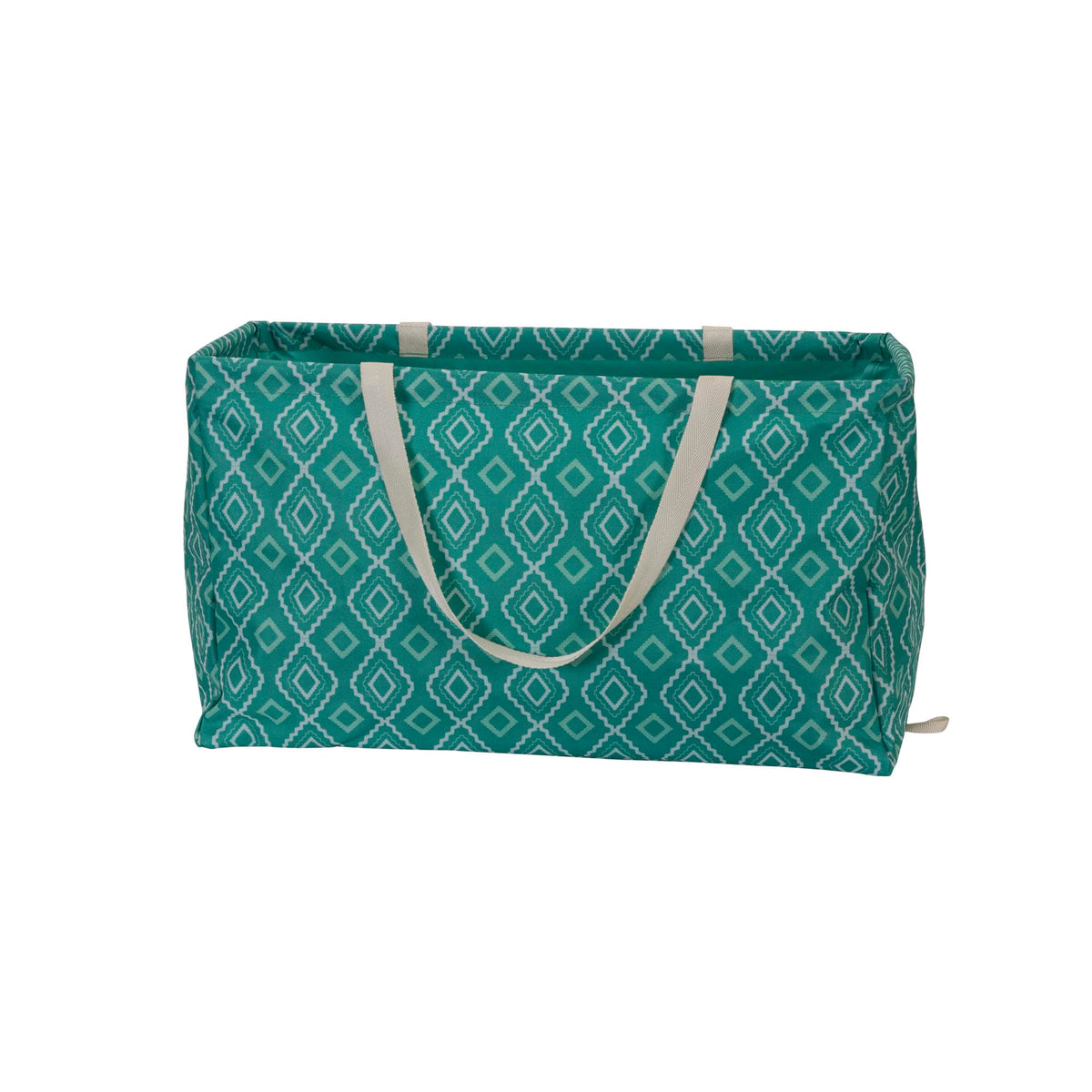 Household Essentials 2243 Krush Canvas Utility Tote | Reusable Grocery Shopping Laundry Carry Bag | Teal With White Diamonds, 22