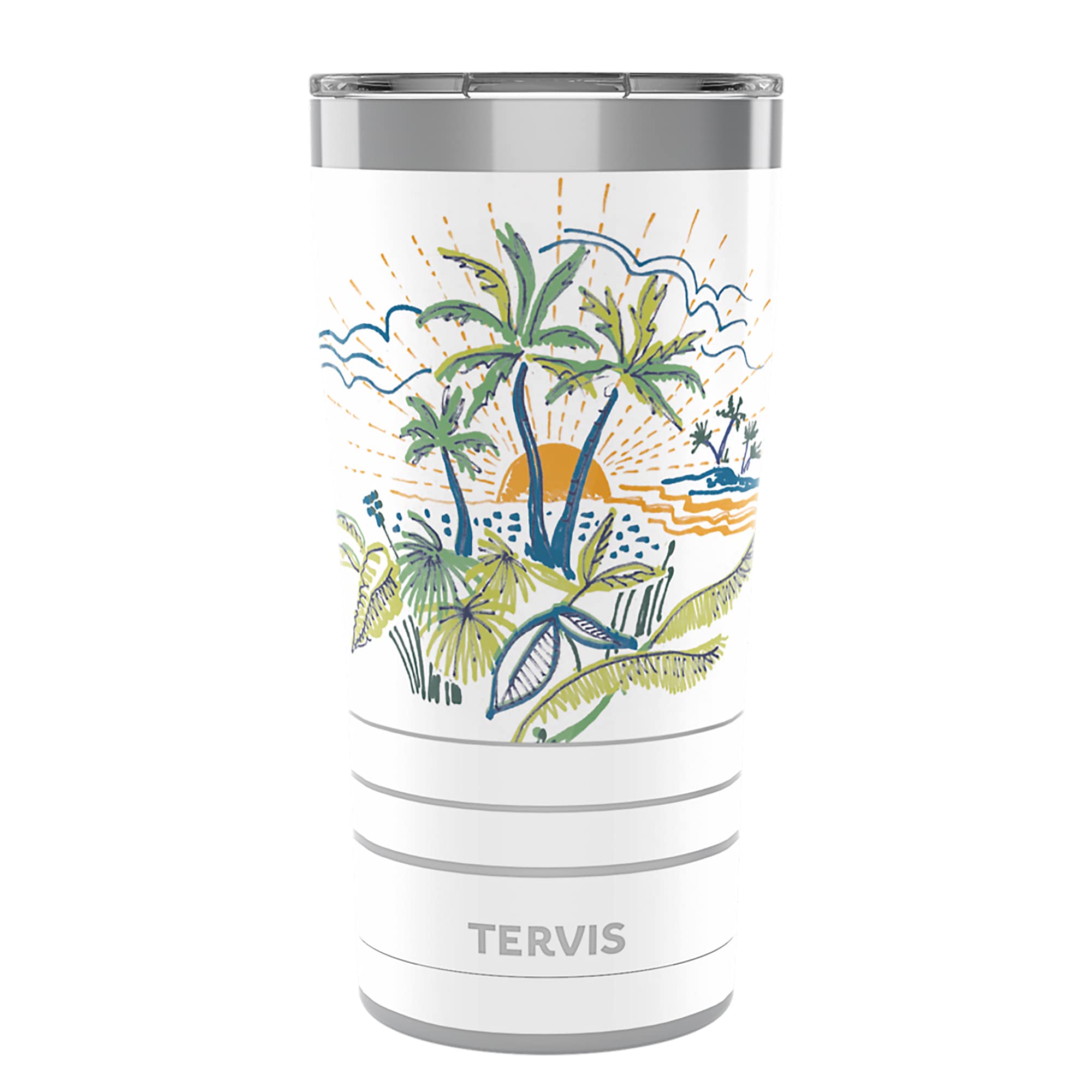 Tervis Traveler Painted Tropical Paradise Triple Walled Insulated Tumbler Travel Cup Keeps Drinks Cold & Hot, 20oz, Stainless St
