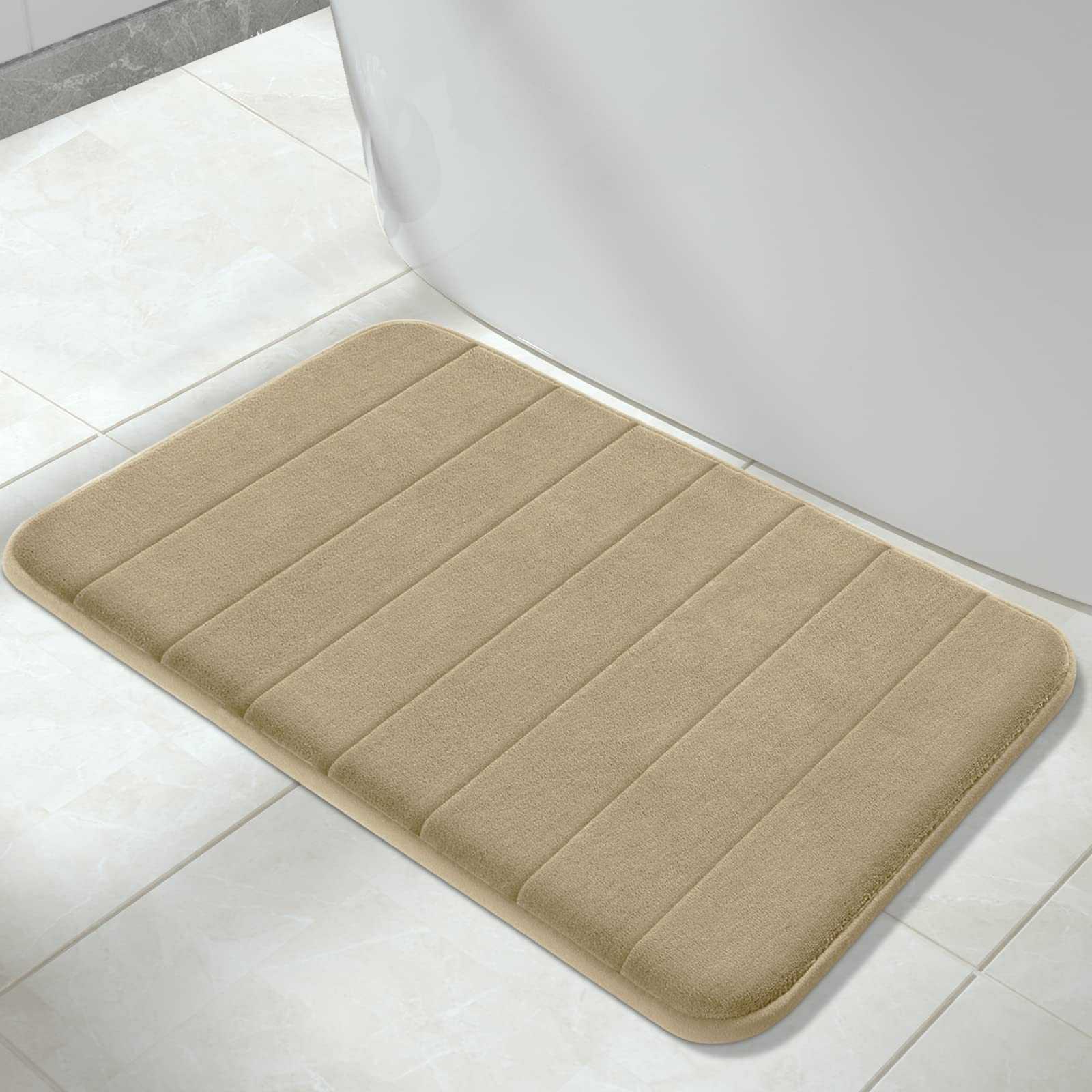 Yimobra Memory Foam Bath Mat Large Size  Soft and Comfortable  Super Water Absorbent  Non-Slip  Thick  Machine Washable (31.5 x 19.8 Inch  Camel)