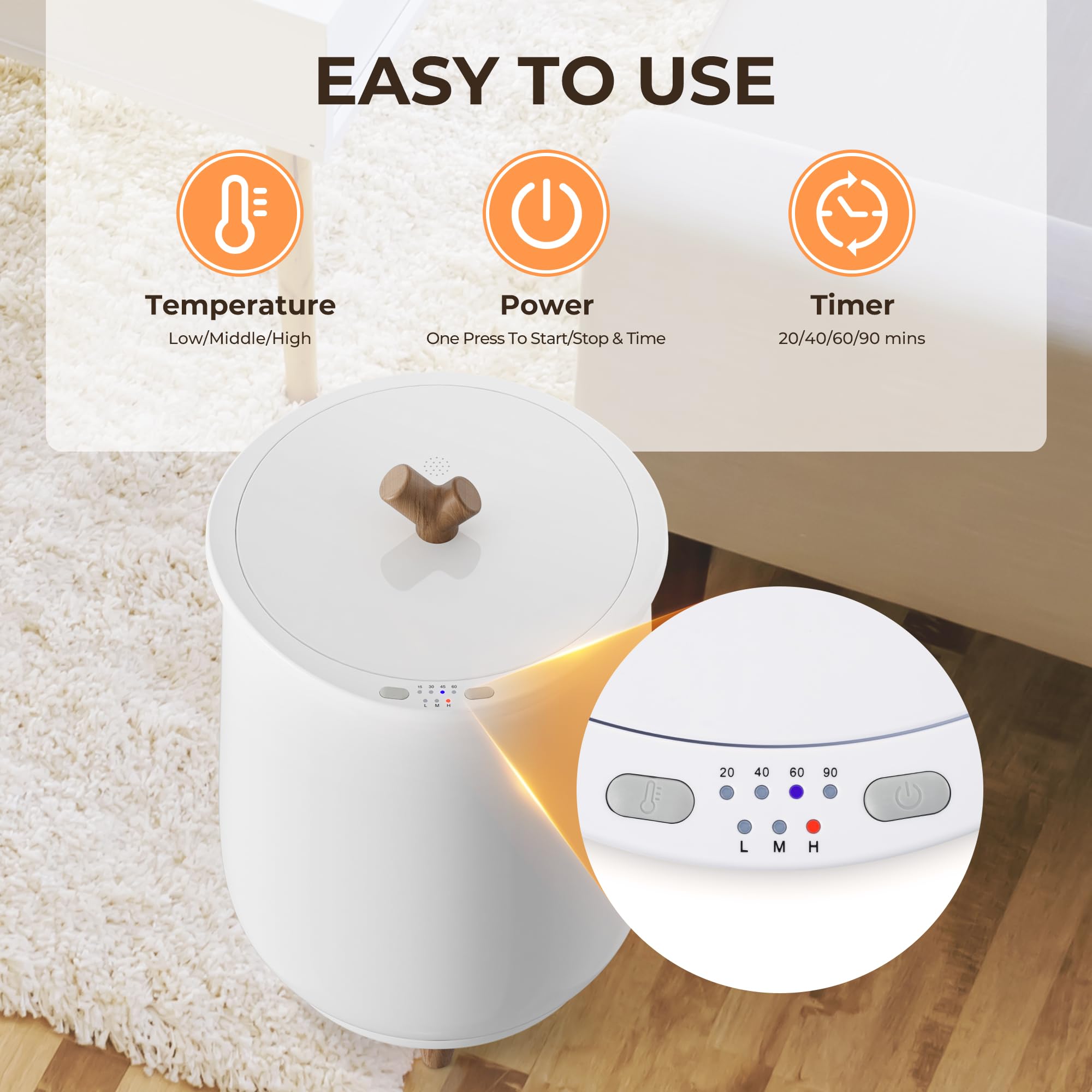 Euhomy Towel Warmer Bucket, 20L Large Towel Warmer For Bathroom And Spa, Auto Shut-Off & Adjustable Timer For 20/40/60/90 Mins,