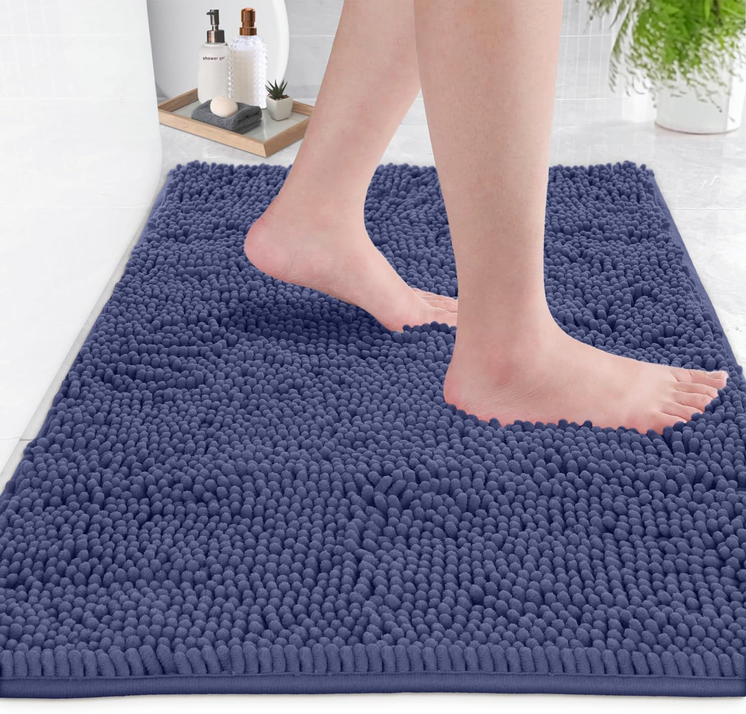 Luxurux Purple Bathroom Rug Set -Extra-Soft Plush Bath Mat Shower Bathroom Rugs,1 Chenille Microfiber Material, Super Absorbent,