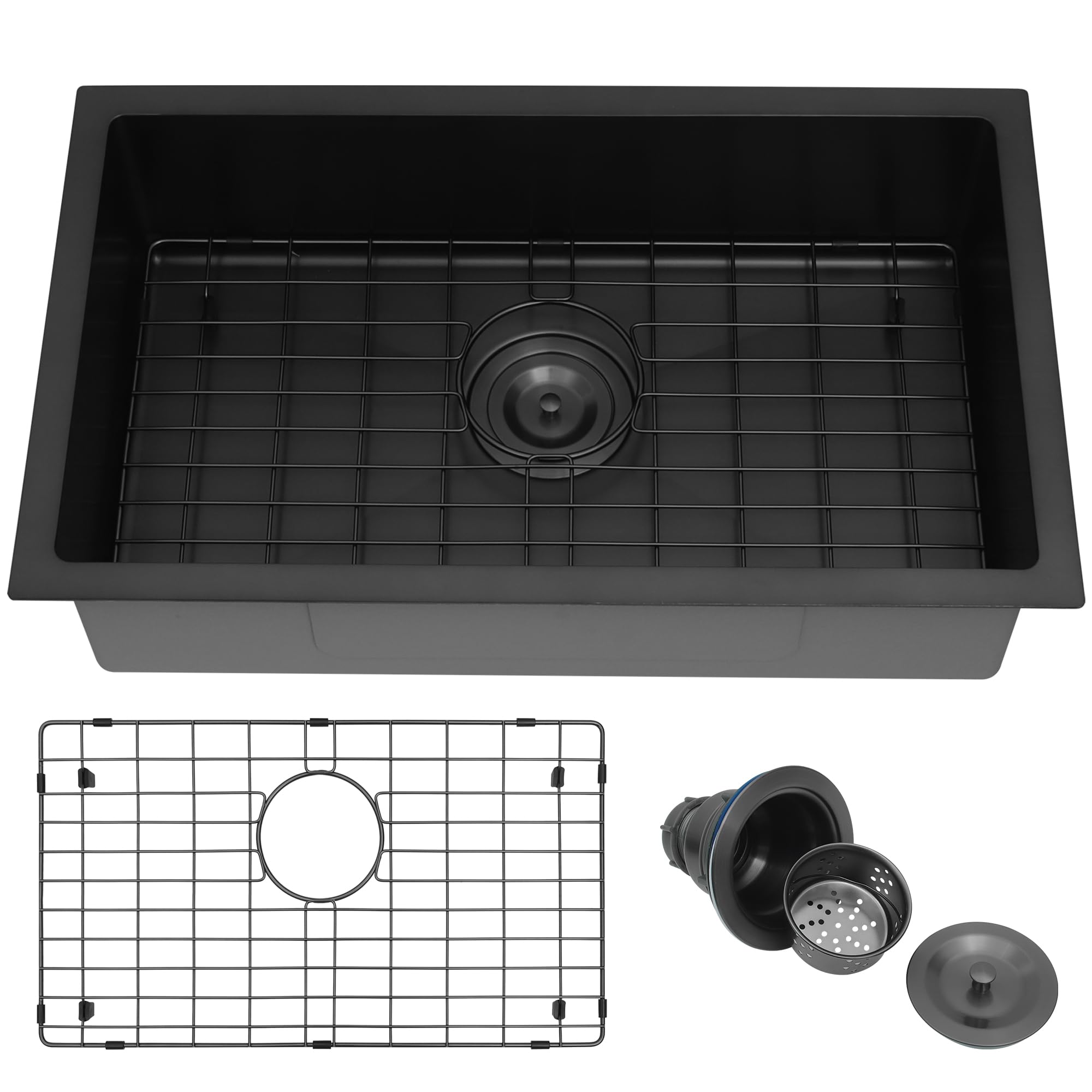 Lonsince RV Kitchen Sink 25x15x7,Black Undermount Kitchen Sink,Stainless Steel Kitchen Sinks for RV