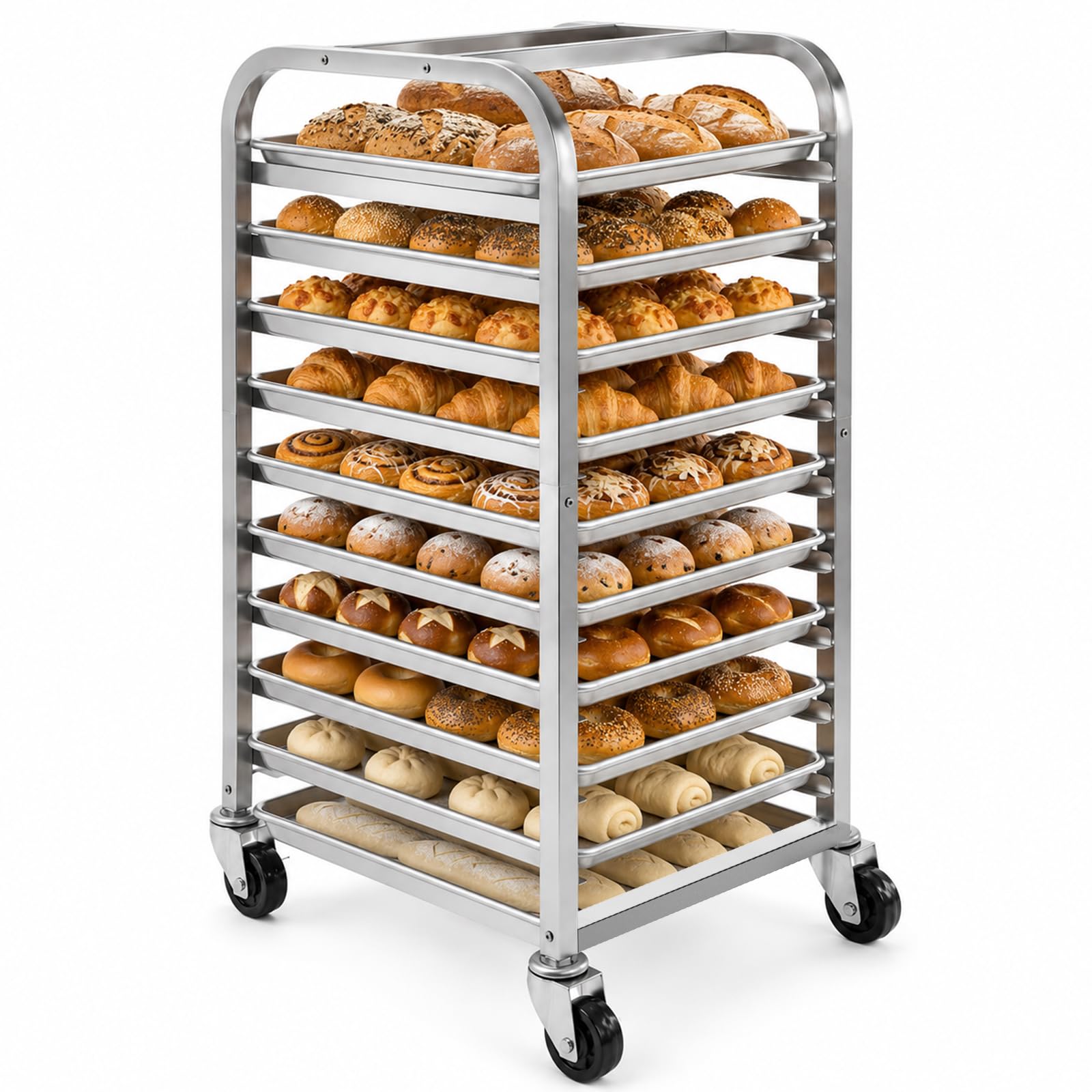 Homelio 10Tier Bun Pan Rack with Wheels for Home Use | 1/2 & 1/4 Sheet Pan|Baking Bread Cooling Rack|Speed Bun Pan Rack|Home Ba