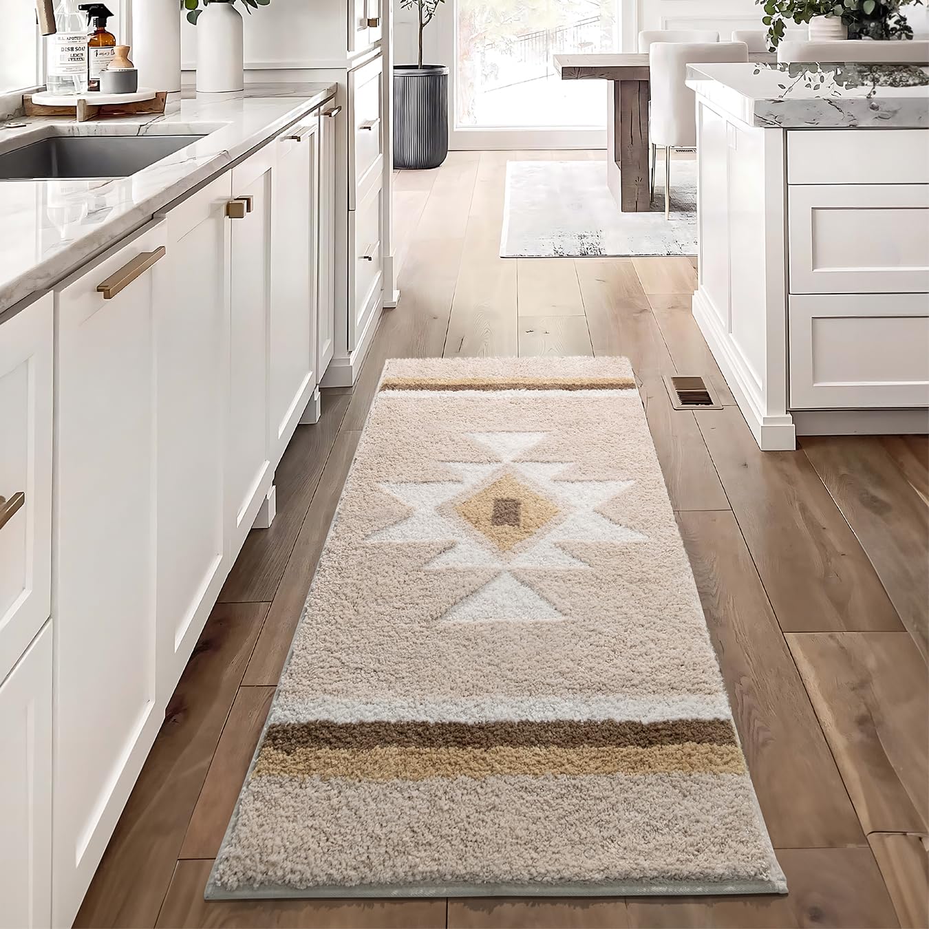 Tanvill Boho Bathroom Rugs Runner Non Slip Bath Mat Shaggy Soft Absorbent Long Bathroom Rug Large Carpet For Bathroom Shower Ent