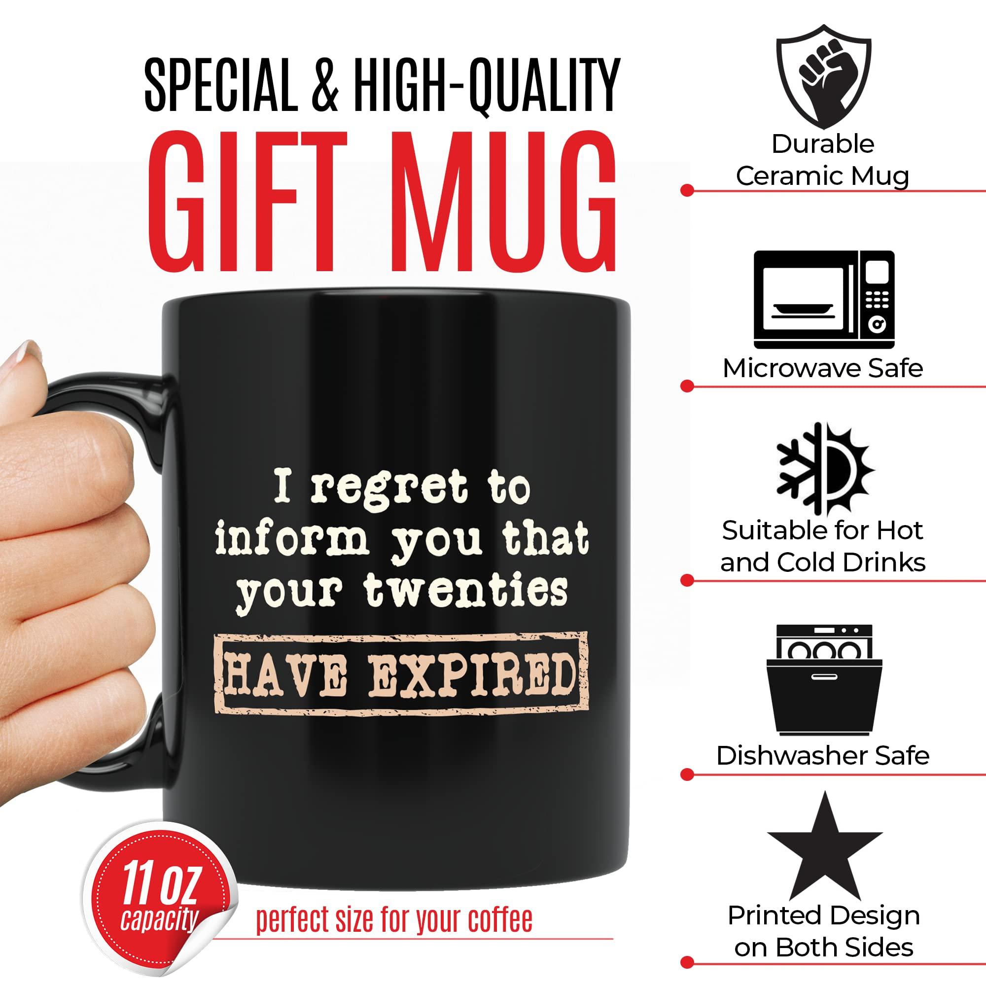 30th Birthday mug for men or women  Funny gift for someone who is turning 30 years old  Original and unique gift idea for him or her  I Regret Twenties