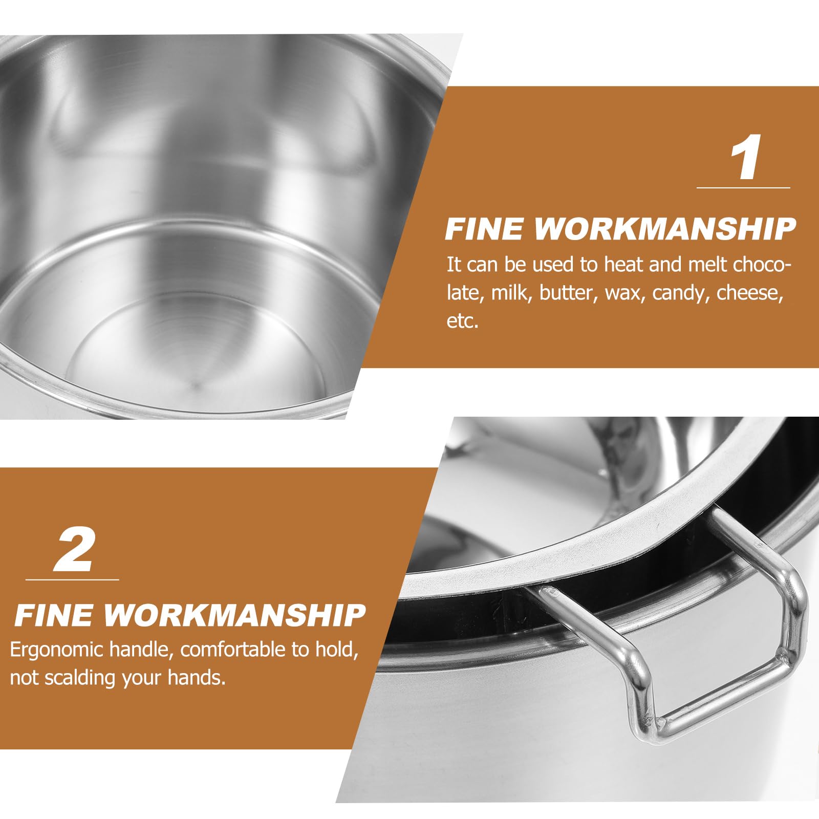 Healifty Boiler Pot Melting Chocolate 1 Set Double Boiler Stainless Steel Melting Pot For Melting Chocolate Candy Candle Soap An