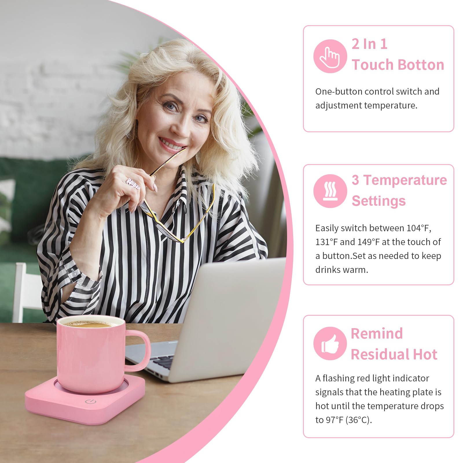 Anbanglin Coffee Mug Warmer, Smart Coffee Warmer For Desk, 3 Temperature Control & Auto Shut Off, Cup Warmer For Candle,Milk,Tea