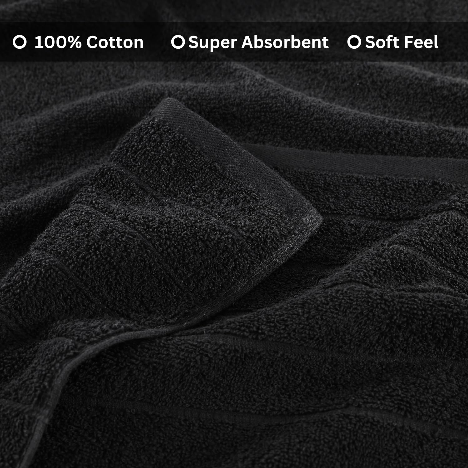 Casa Platino Bath Towel 4 Pack Premium, Large Bath Towels (30''X 60''), 100% Ring Spun Cotton Bath Towel, Lightweight Black Bath