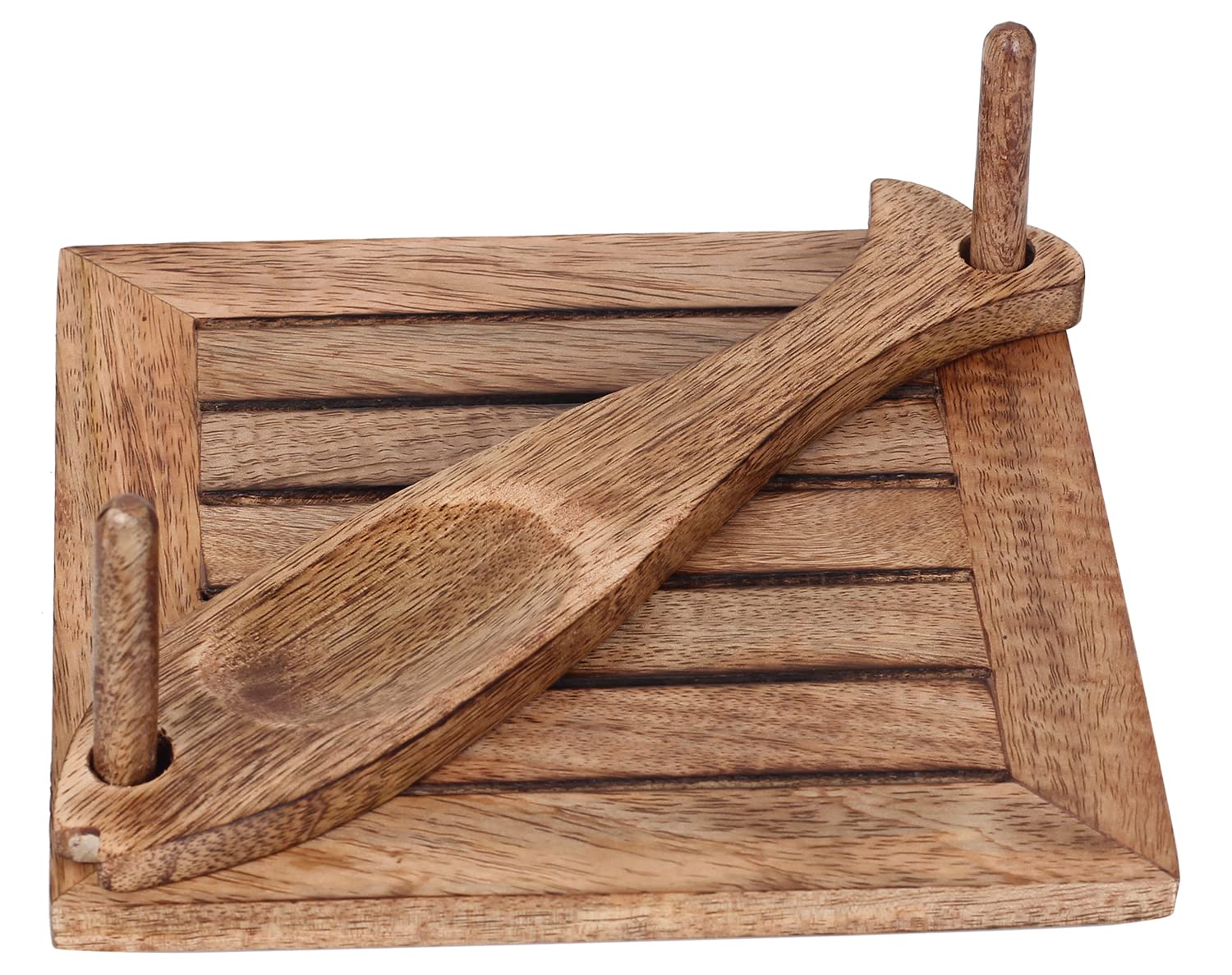 Etroves Wooden Napkin Holder Flat Tray Weighted Fish Shape Bar On Top With Toothpick Holder