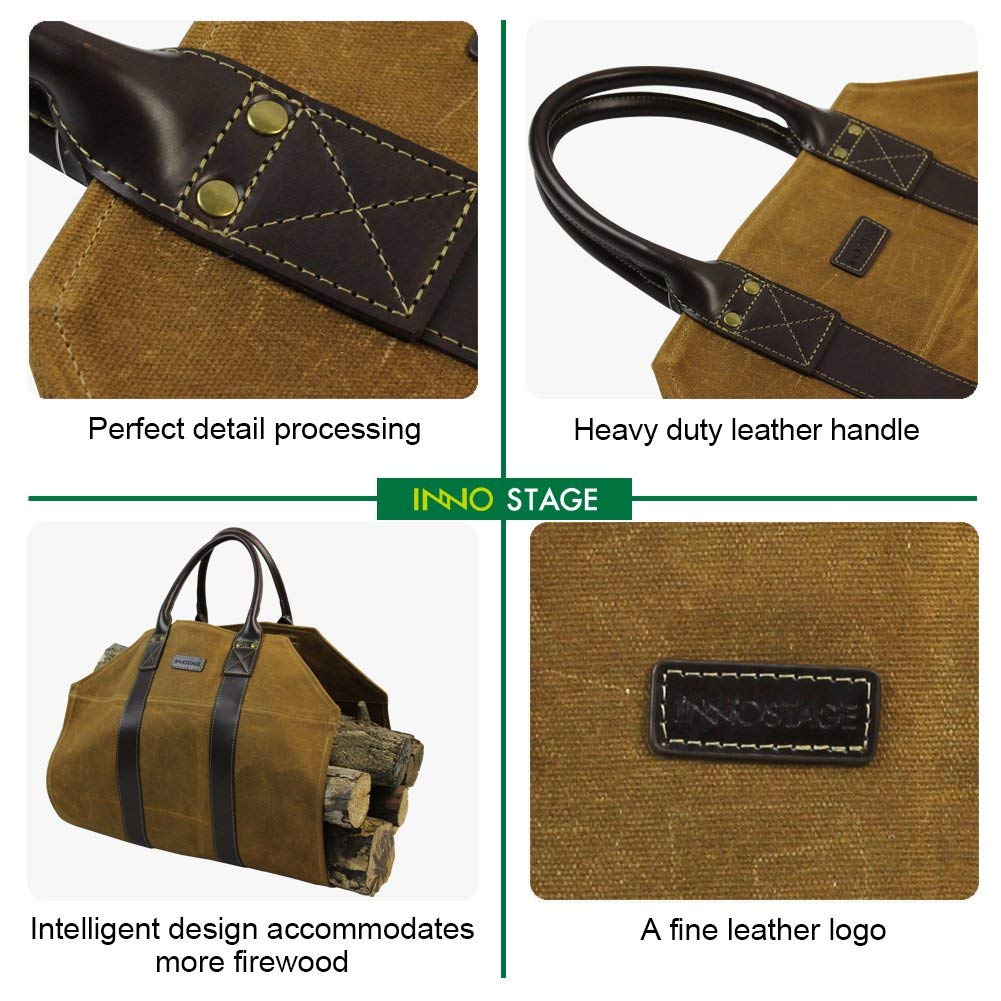 Inno Stage Canvas Wood Carriers Firewood Log Tote Bag Waxed Canvas Fire Wood Carrying Hay Hauling Holder For Fireplace Stove Acc