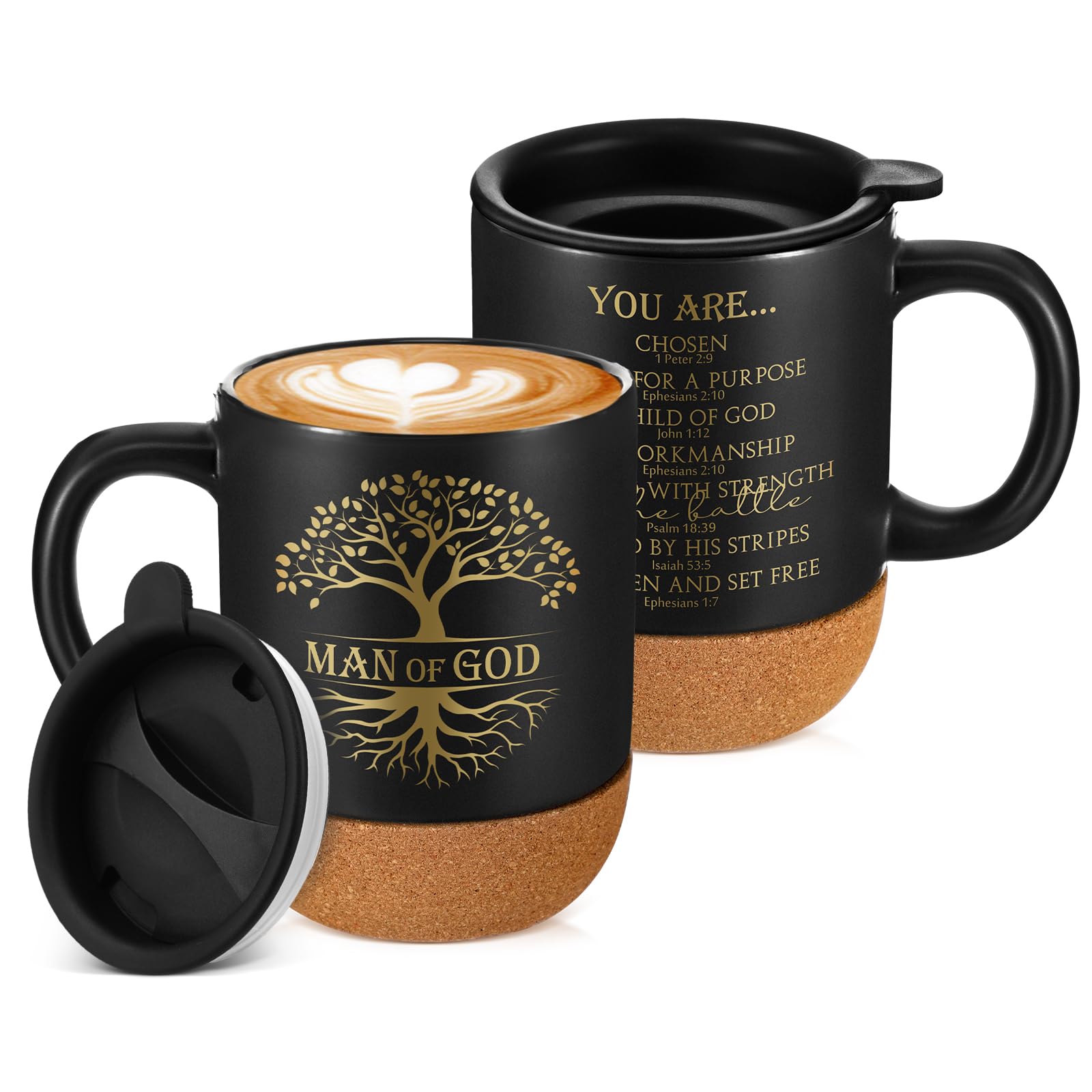 Didaey 2 Pcs Man of God Gift for Men 15oz Christian Mug Bulk, Black