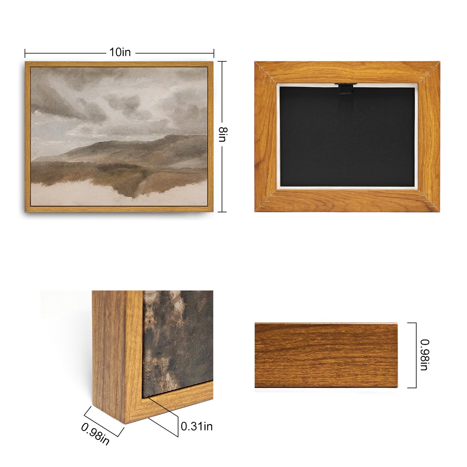Roslynity Framed Canvas Wall Art Vintage Print Landscape Study With Clouds Oil Paintings Nature Muted Neutral Retro Aesthetic Ar