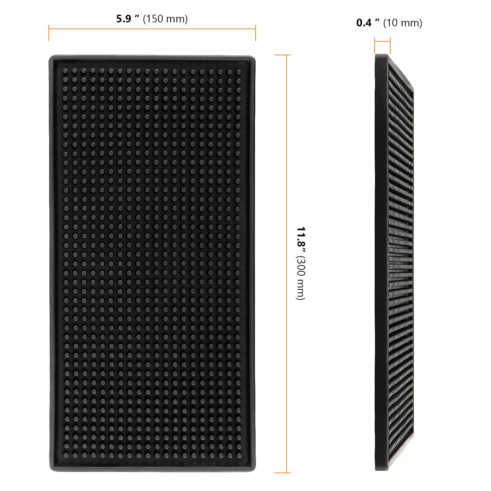Seunmuk 6 Pcs 6 X 12 Inches Black Rubber Bar Mat, Bar Mats For Countertop Spills,Rubber Bar Service Mat Black Coasters For Drink