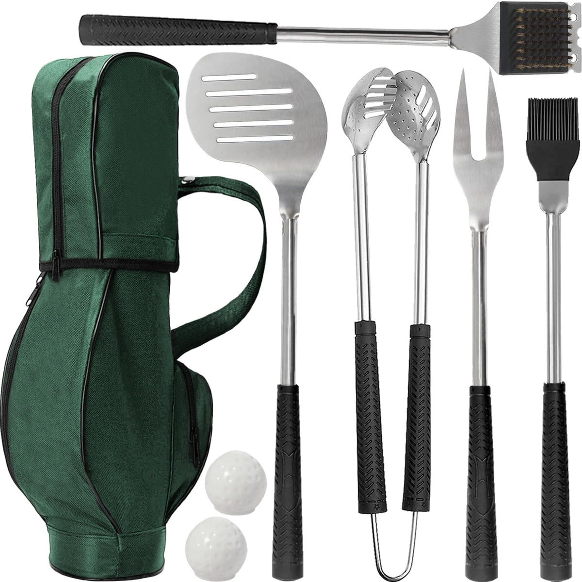 Jishi Golf Gifts For Men 8Pcs Funny Grilling Accessories Bbq Grill Tool Utensils Set, Stocking Stuffers For Adults Men Women Gol