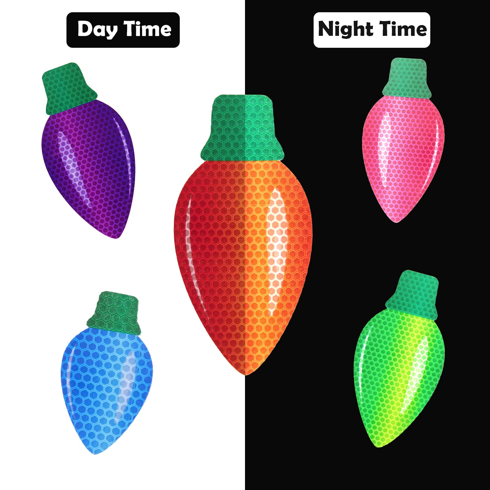 92 Pieces Christmas Car Refrigerator Decorations,44PCS Reflective Light Bulb Magnets 48PCS Magnetic Wires Holiday Birthday Cruis