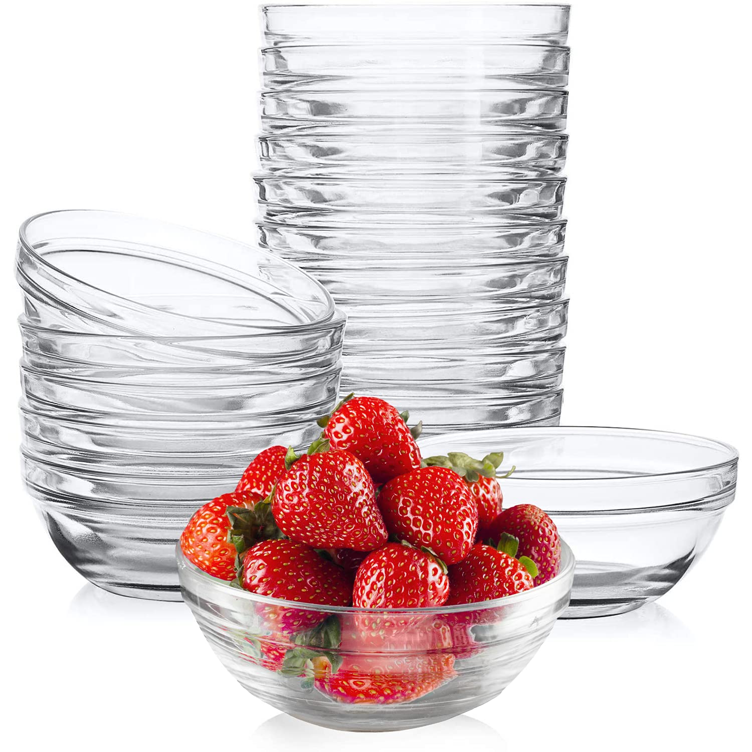 3.5 Inch Mini Meal Prep Bowls - Glass Ramekins Bowls | Stackable Clear Serving Bowls | Bowl For Salad, Dessert, Dips, Nut | Cand