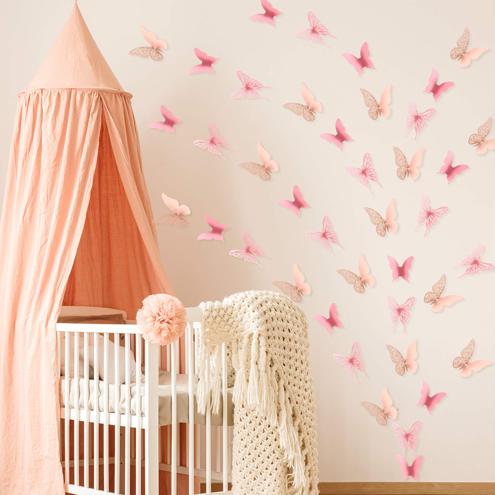 144 Pieces 3D Butterfly Wall Stickers Decor Butterfly Decals Diy Decorative Wall Art Cutouts Crafts Removable For Room Wedding F