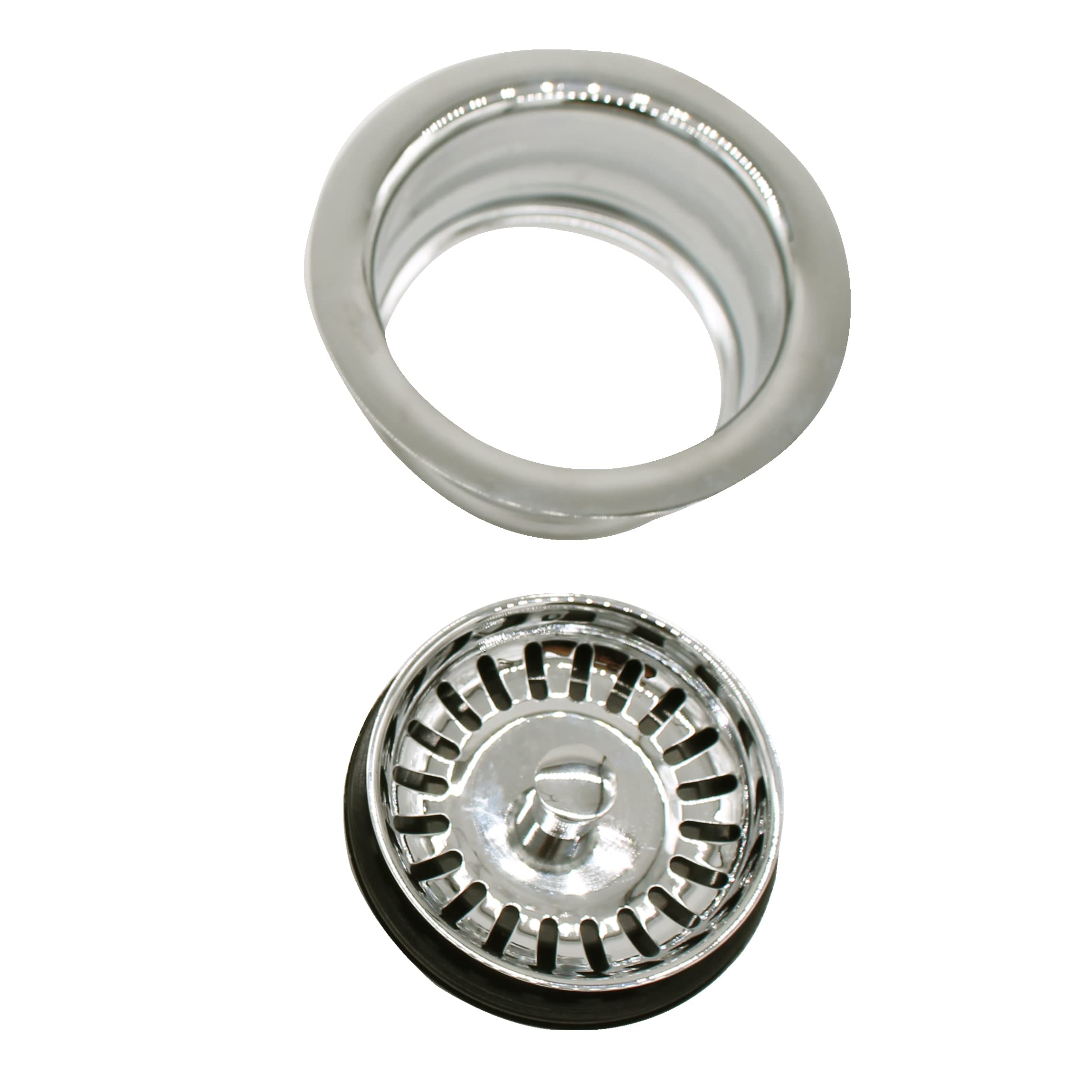 Westbrass D2089Sev-05 3-1/2'' Kitchen Sink Waste Disposal Drain Flange And Basket Strainer, Polished Nickel