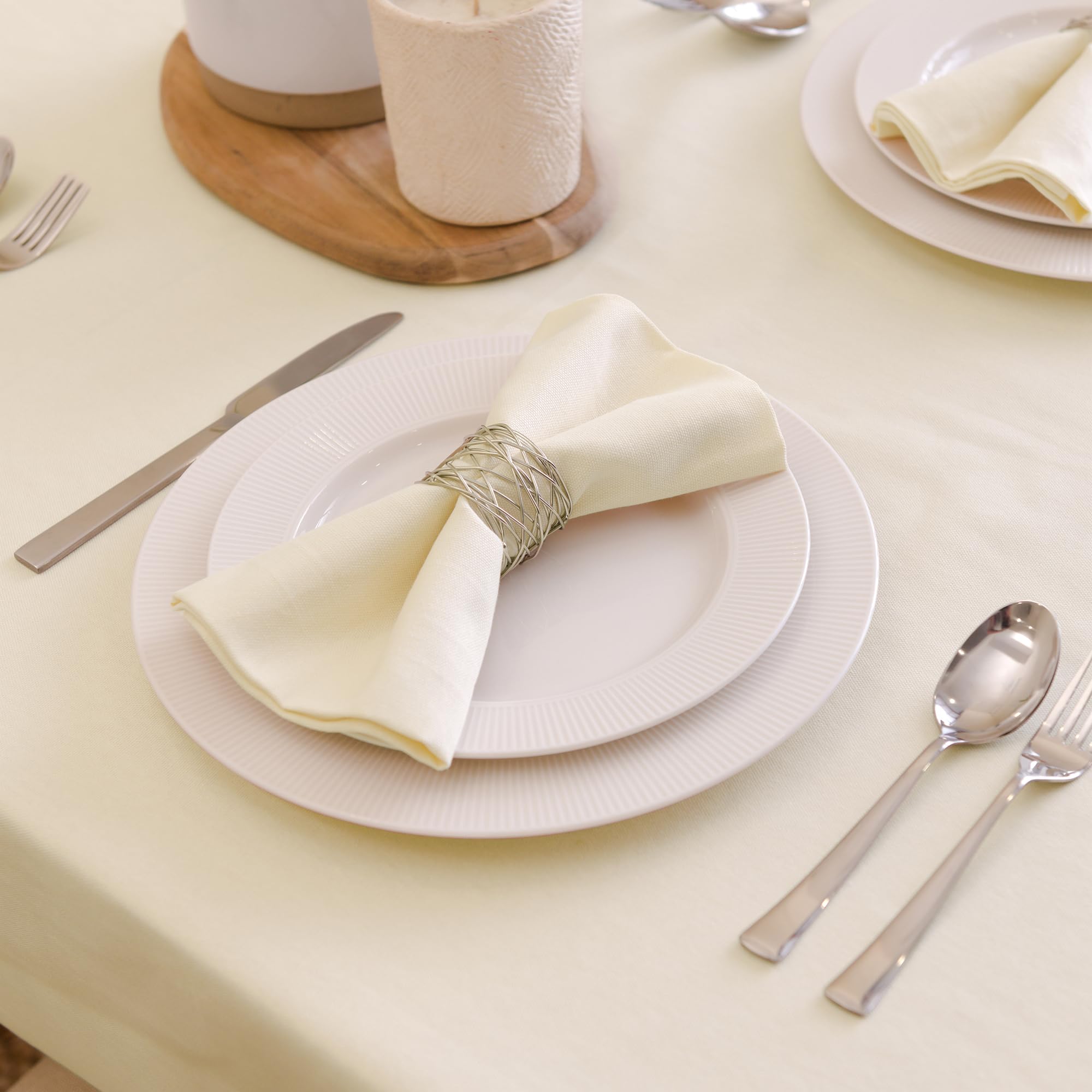 Encasa 100% Cotton Cloth Napkins Set of 6 with Natural Color & Size 17''x17''  Dinner Napkins Washable and Reusable for Dinning Table Fall Decoration  Halloween & Christmas Festivals