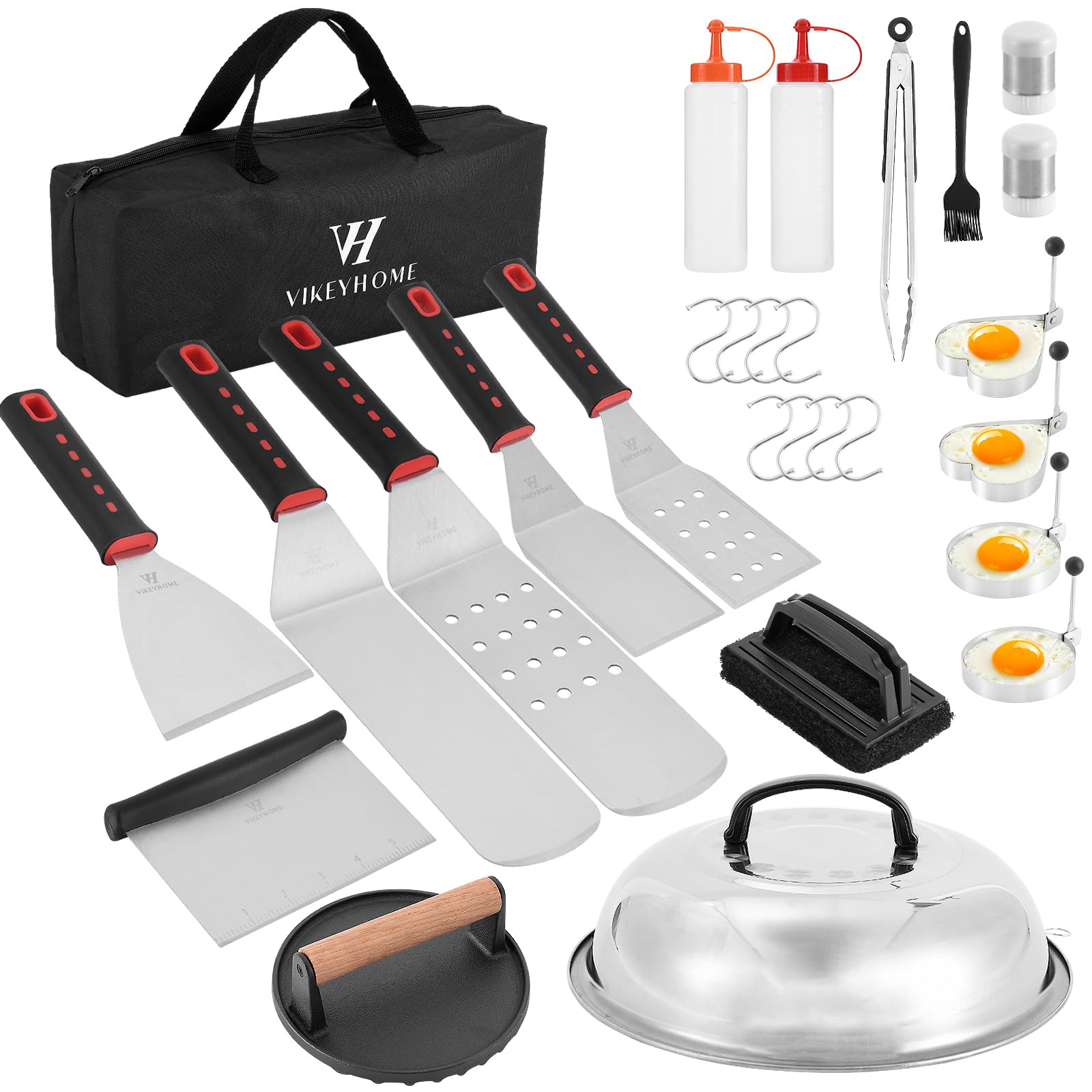 Vikeyhome Griddle Accessories Kit, 28 Pcs Griddle Grill Tools Set, Professional Grill Bbq Spatula Set With Basting Cover, Spatul