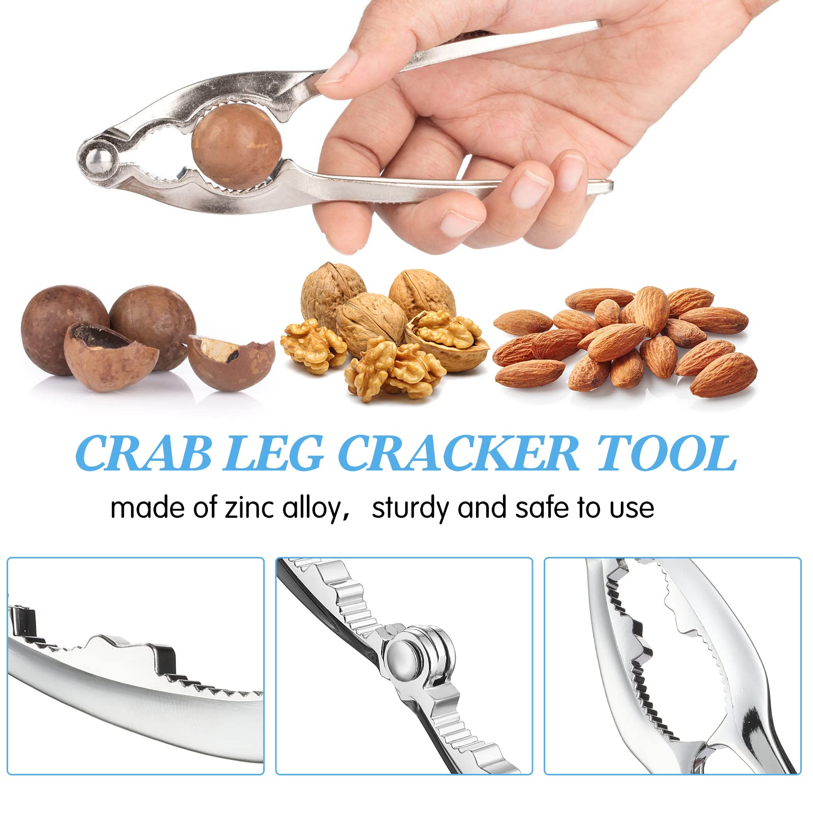 Zhehao 61 Pcs Seafood Tools Set Includes 20 Crab Crackers, 20 Lobster Shellers, 20 Crab Leg Forks And 1 Storage Bag, Nut Cracker