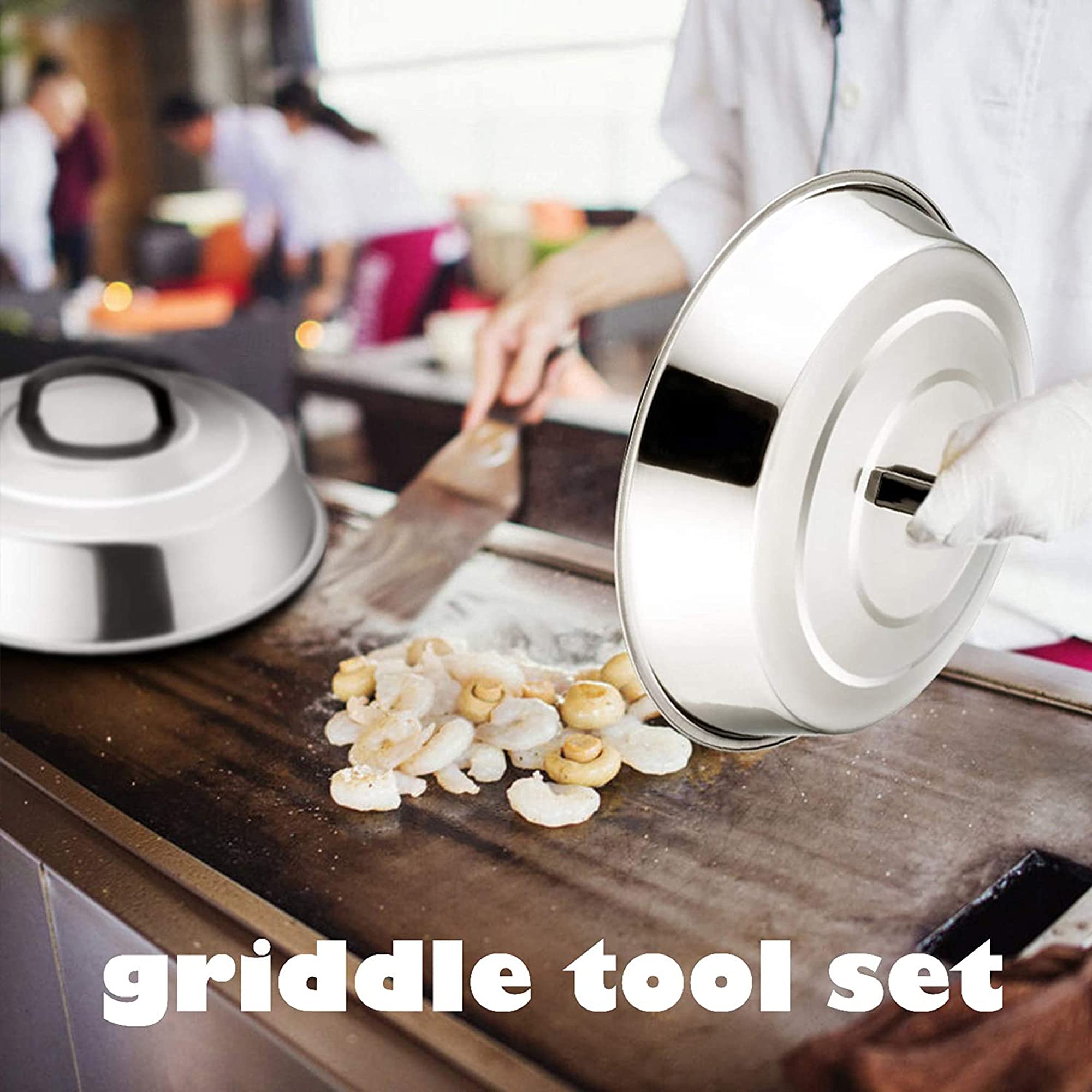 Cheese Melting Dome Set of 3  Leonyo 12'' Metal Steam Basting Cover for Griddle Grill  Stainless Steel Griddle Accessories for BBQ Flat Top Kitchen Cooking Burger  Dishwasher Safe  Heat Proof Grip