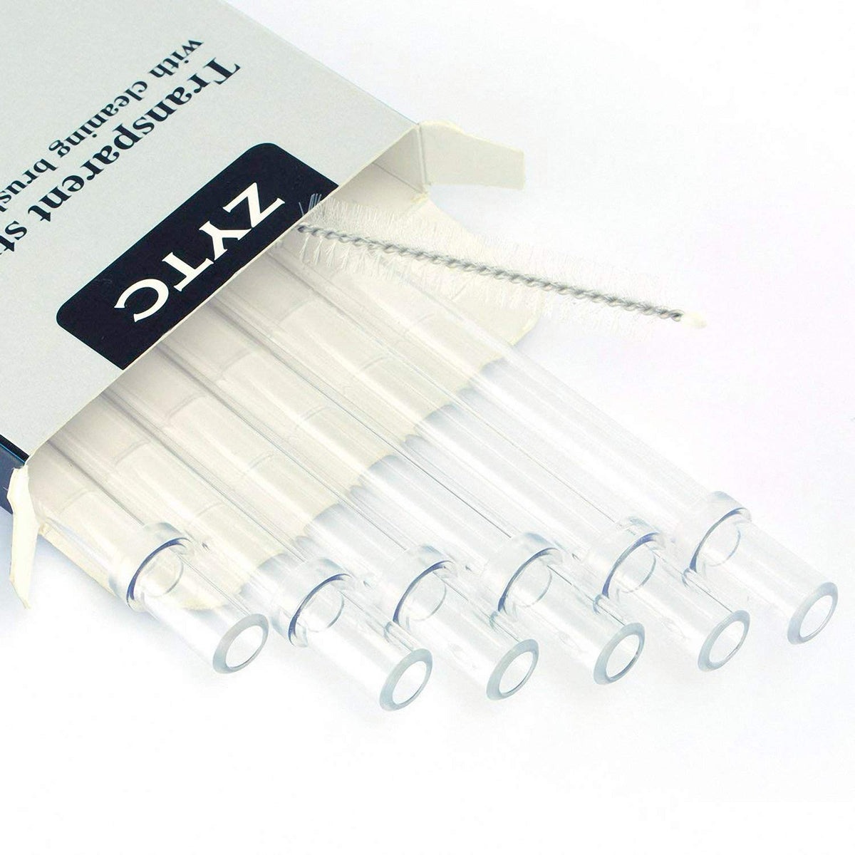 Zytc Plastic Straws For Yeti, Reusable Clear Transparent Straight Drinking Straws, Set Of 6 With 2 Cleaning Brushes