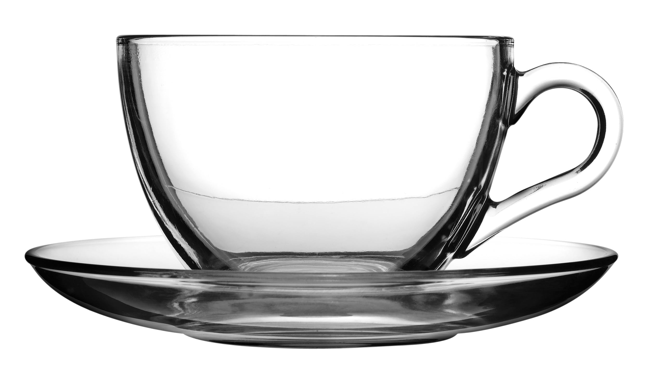 Pasabahce Premium Modern Turkish Tea Glasses & Saucers Set,12 Piece Coffee Mugs Set, Drinking Glasses For Latte, Cappuccino, Moc