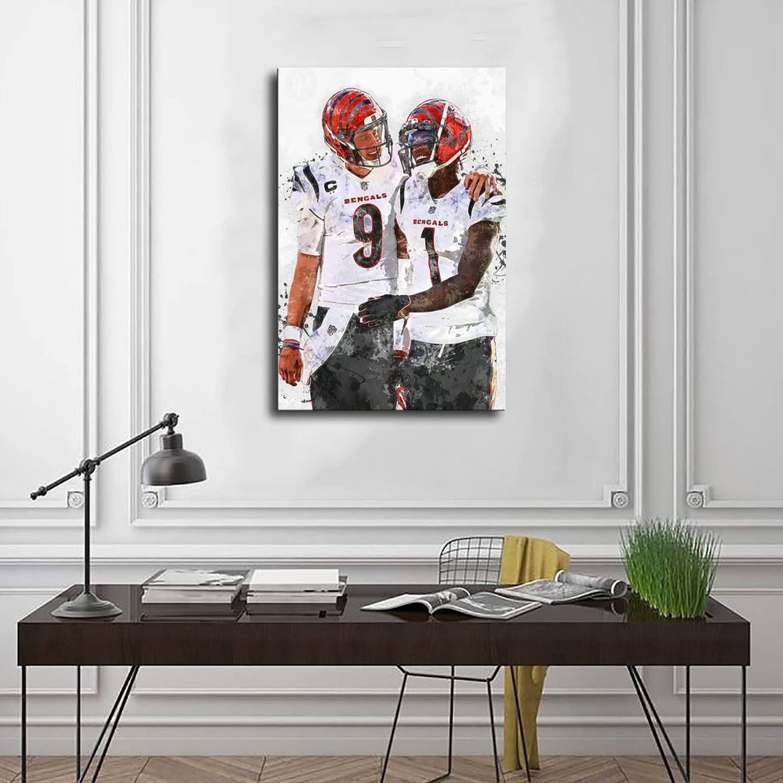 Joe Burrow Ja'Marr Chase Poster Canvas Poster Bedroom Decor Sports Landscape Office Room Decor Gift Unframe: 12X18Inch(30X45Cm)