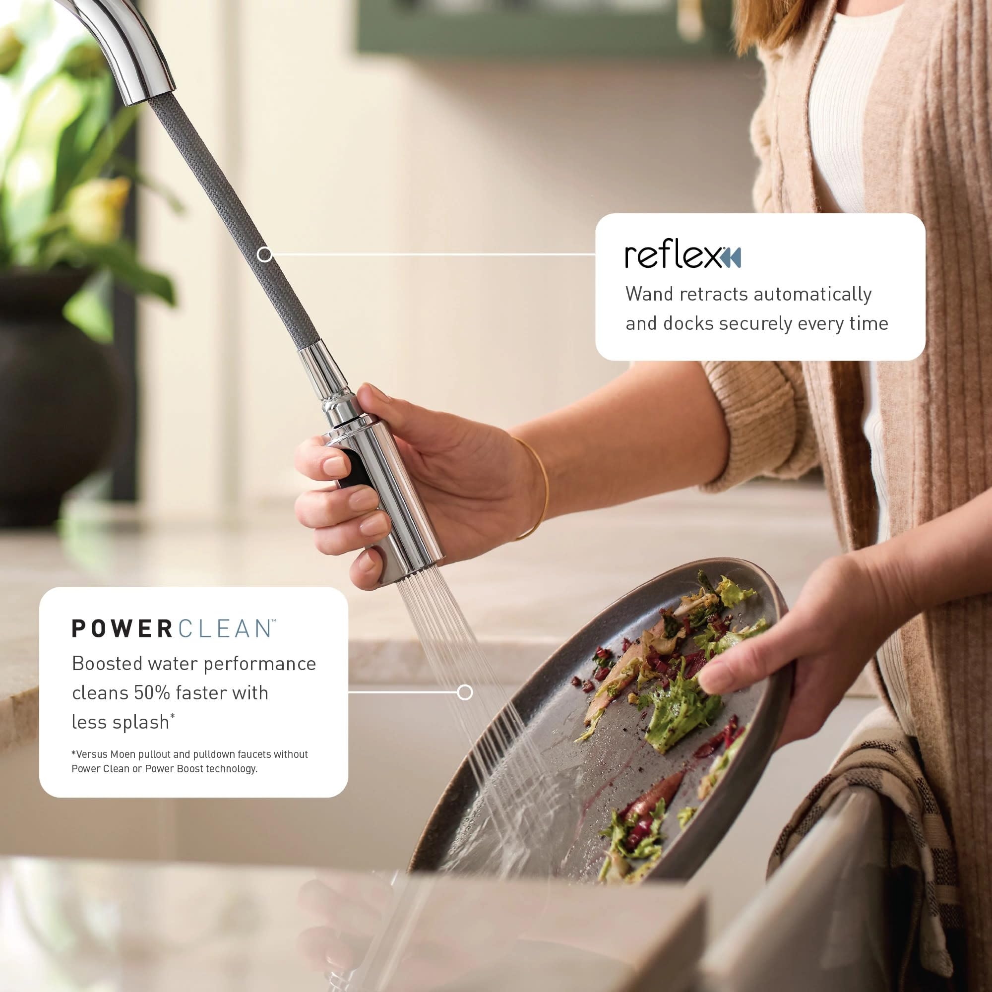 Moen 7565Ewc Align Motionsense Wave One-Sensor Touchless One-Handle High Arc Modern Pulldown Kitchen Faucet With Reflex, Chrome