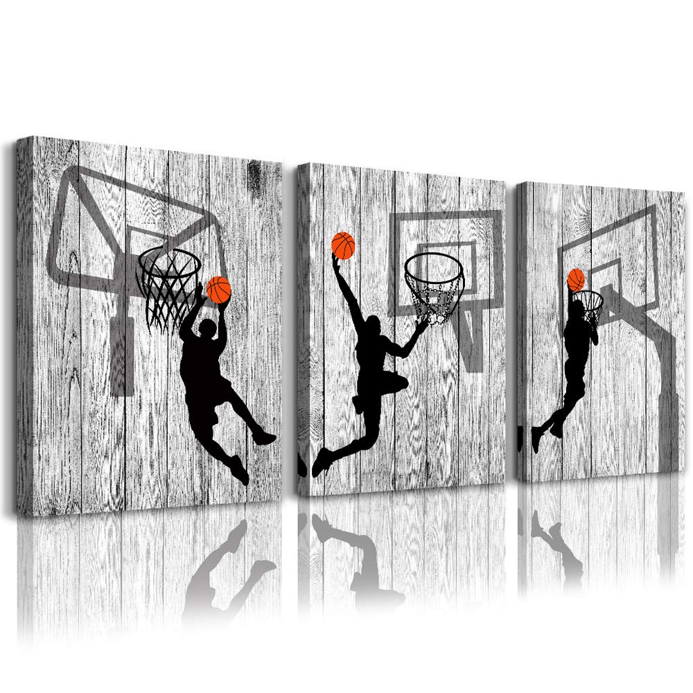 Black And White Canvas Wall Art For Living Room Bathroom And Bedroom Kitchen Wall Decor Artwork Canvas Prints Play Basketball Sp