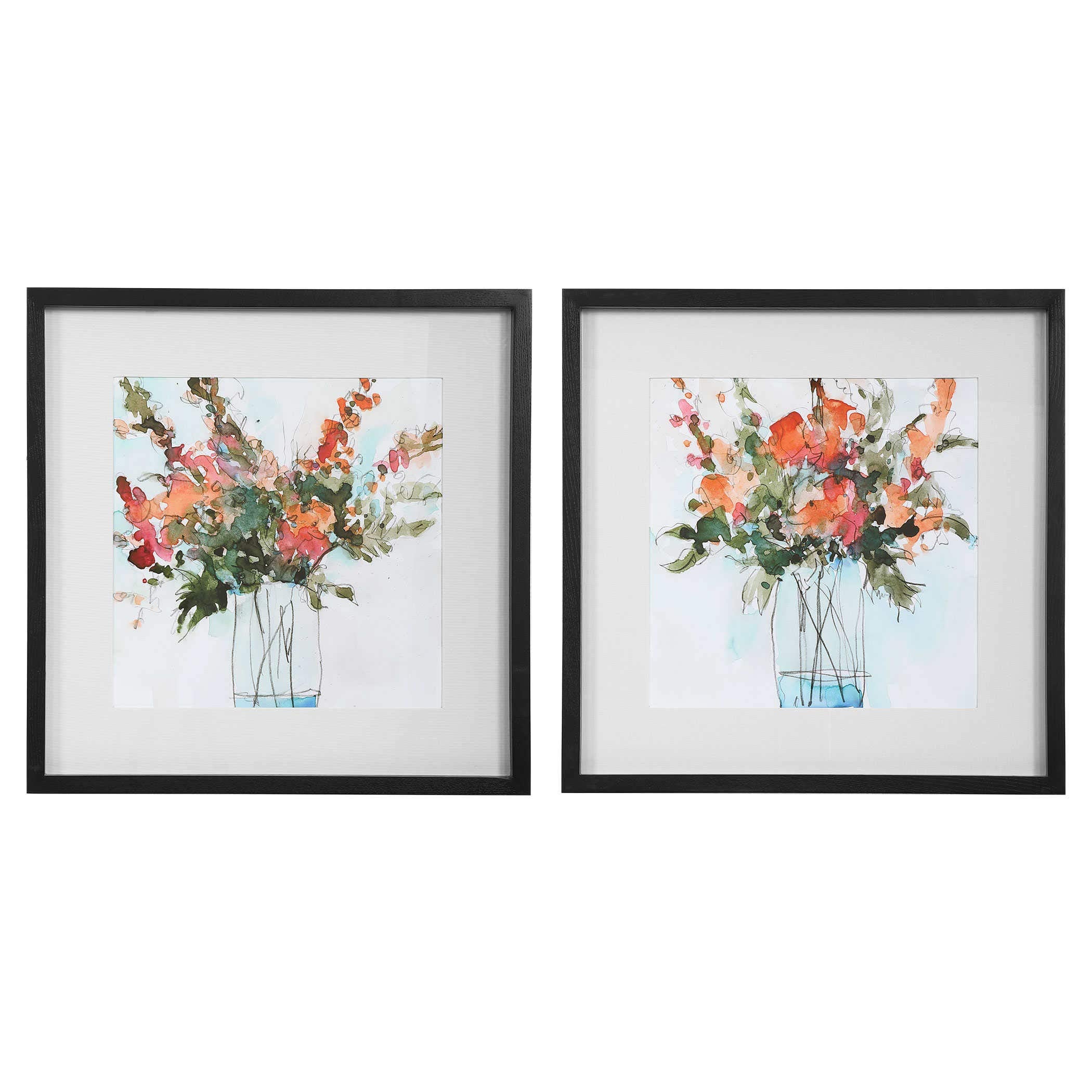 Uttermost Fresh Flowers Watercolor Prints, Set/2, Multicolor (41619)