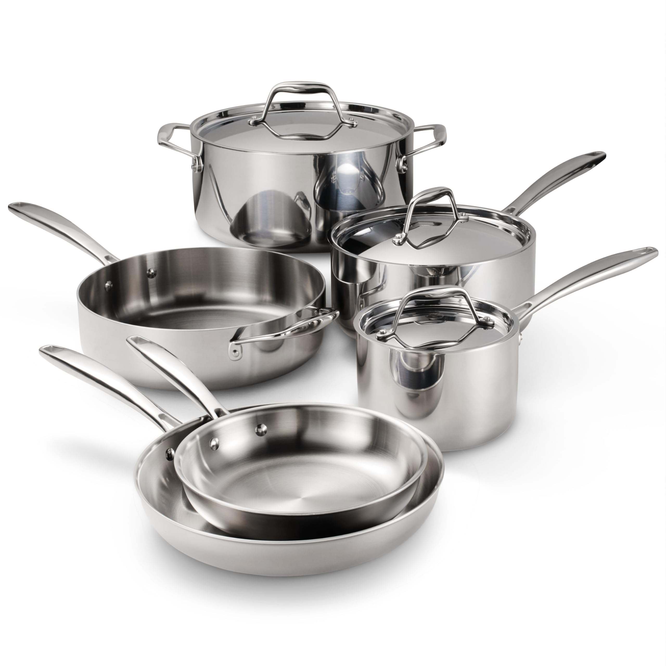 Tramontina Tri-Ply Clad Stainless Steel 9-Piece Cookware Set with Lids, Pots and Pans Kitchen Set, Induction-Ready, Dishwasher-S