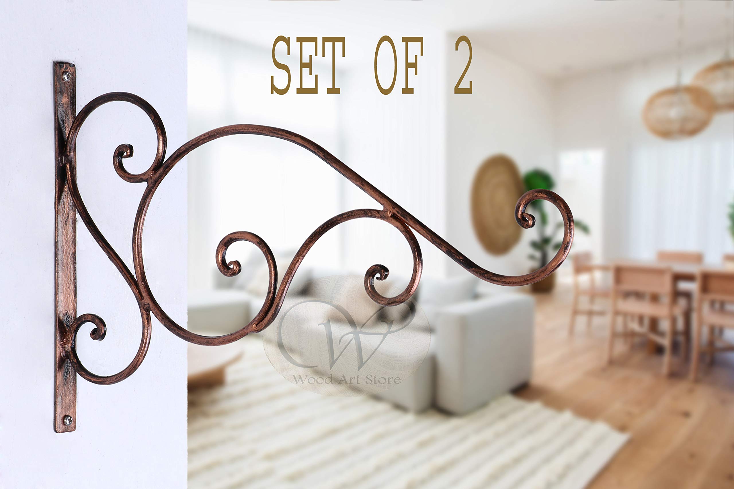 Wood Art Store Copper Antique Wall Bracket For Bird Feeders & Houses Planters Lanterns Wind Chimes Hanging Baskets Ornaments Str