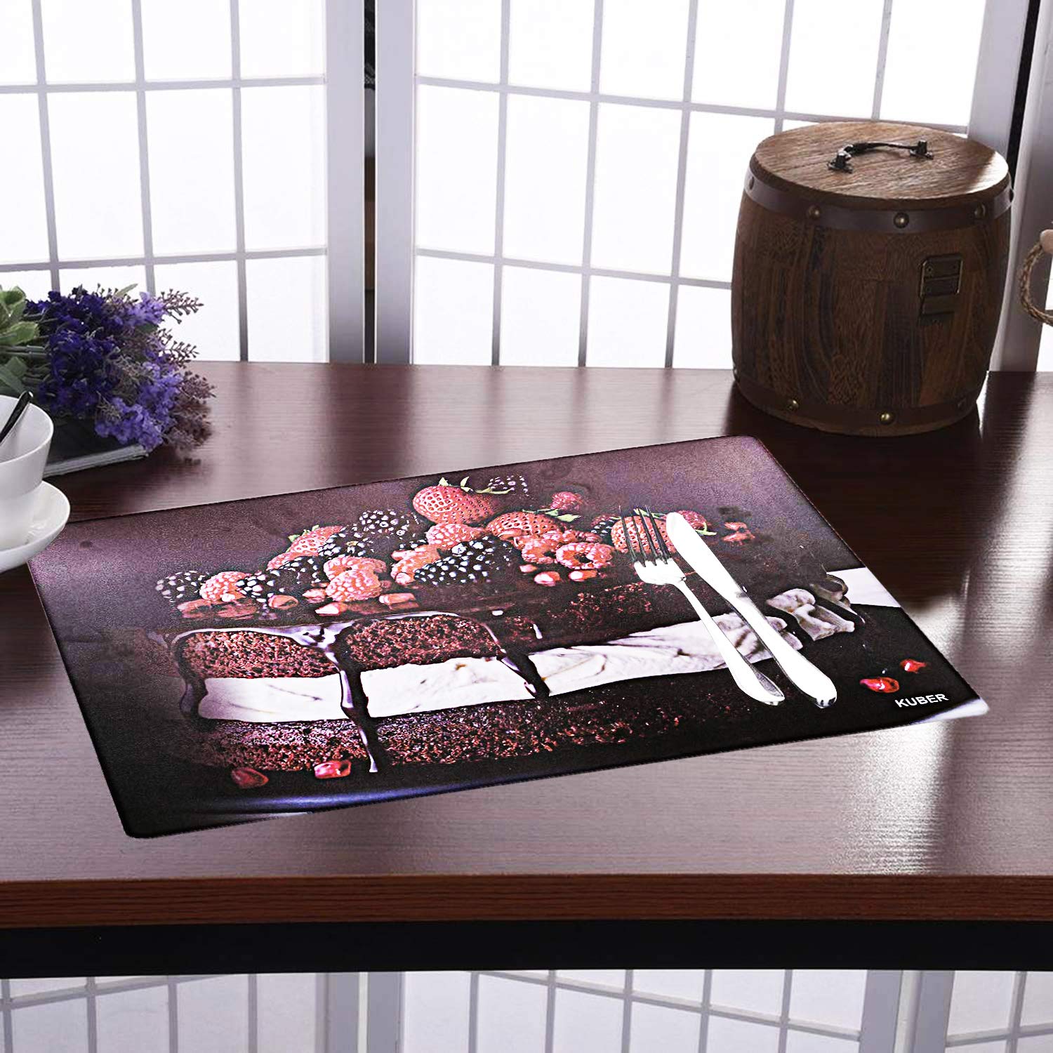 Kuber Industries Pvc 6 Pieces Dining Table Placemat Set (Brown) -Ctltc011137