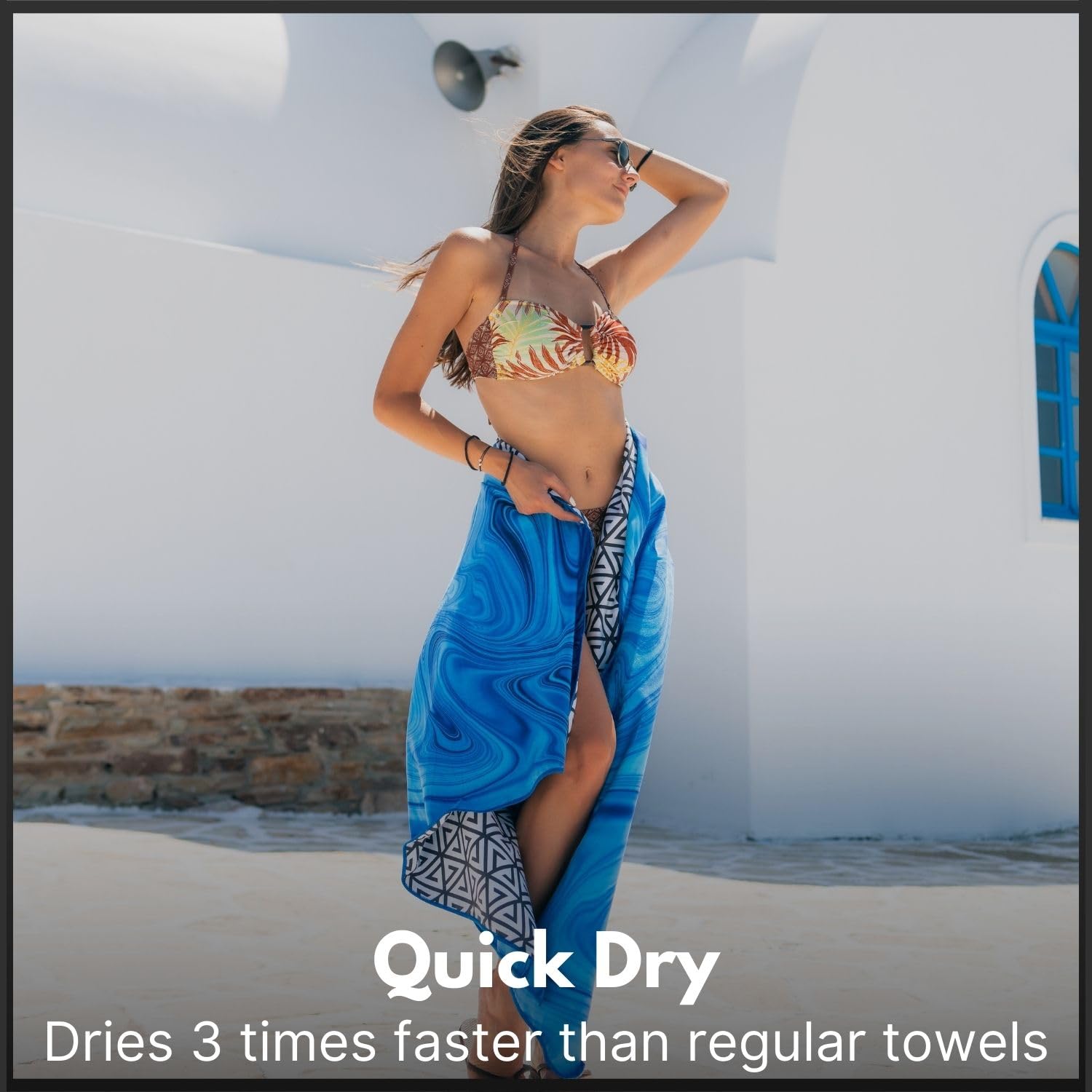 ECCOSOPHY Microfiber Beach Towel for Adults - Oversized Travel Beach Towels with Pouch - 71x35 inch Quick Dry Pool Towels - Large Sand Free Beach Towels (Laguna)