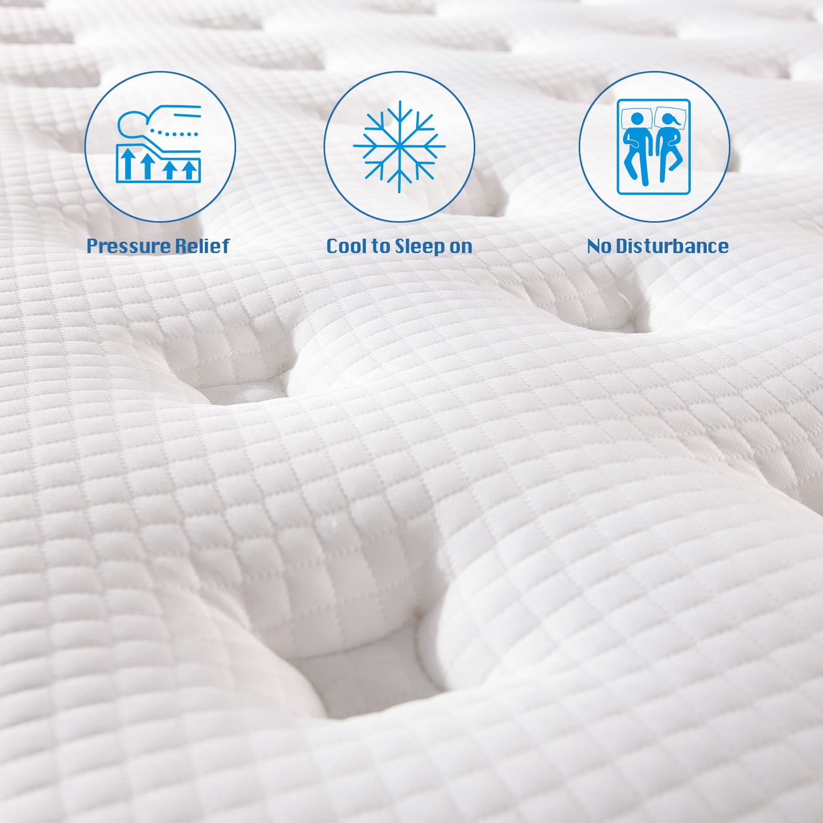 King Mattress,12 Inch King Size Mattresses,Hybrid Mattress In A Box, Gel Foam Mattress, Individually Wrapped Pocket Coils Inners