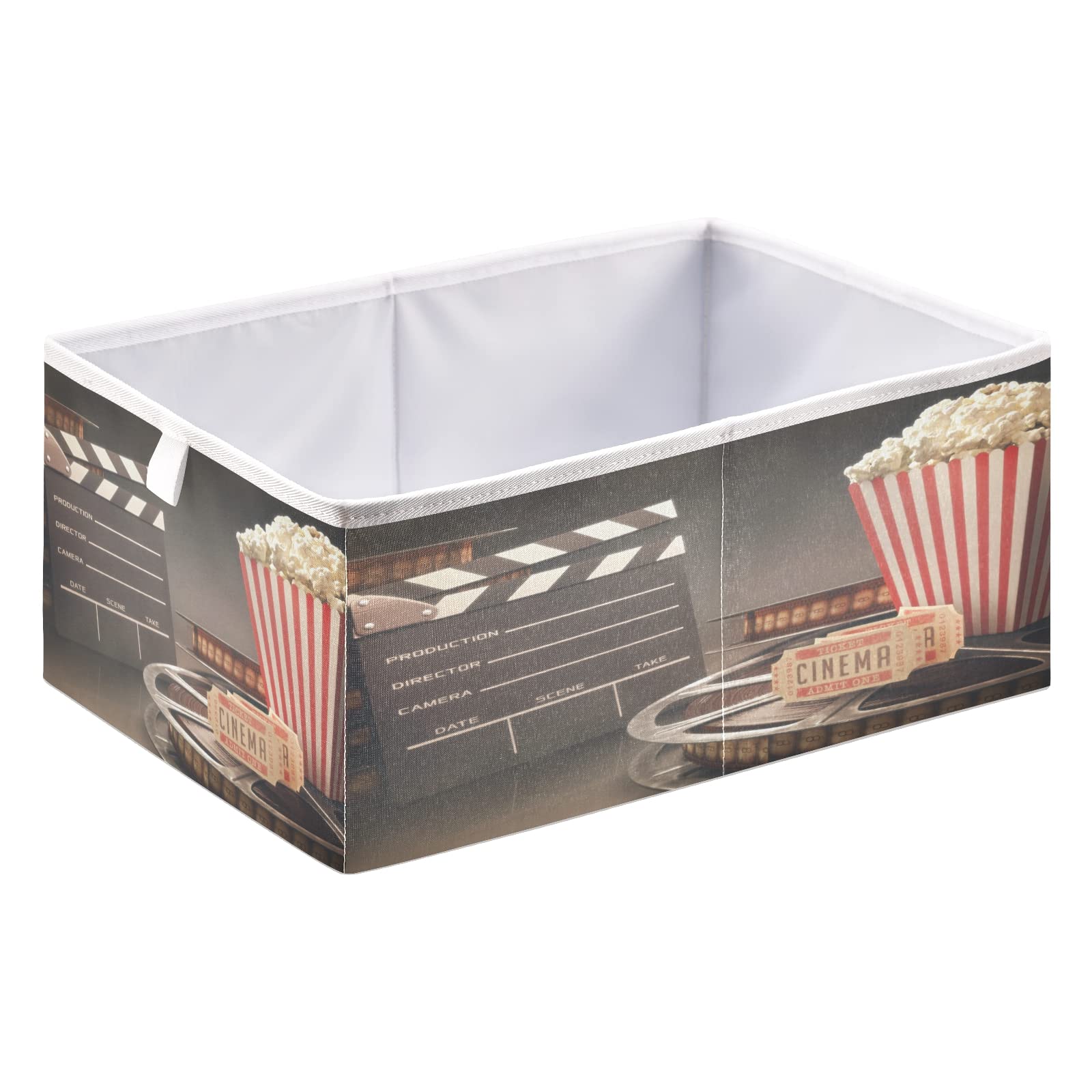 Blueangle Movie Theater Popcorn Rectangle Storage Bin, 15.8 X 10.6 X 7 In, Large Collapsible Organizer Storage Basket For Home D